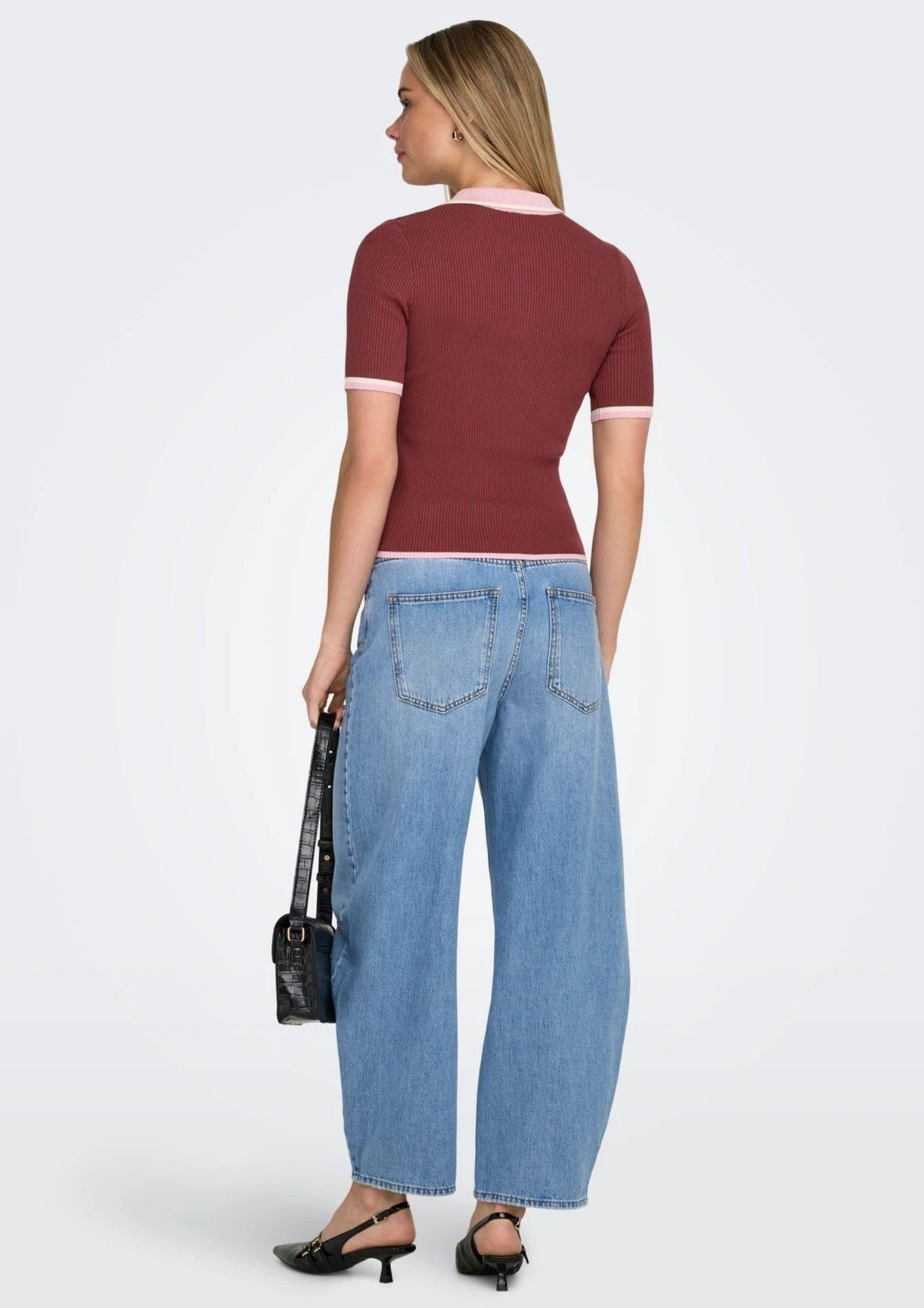 Only Polo Donna Meddi Rosso Mela 15363165 Spiced Apple Romance Rose ONLY