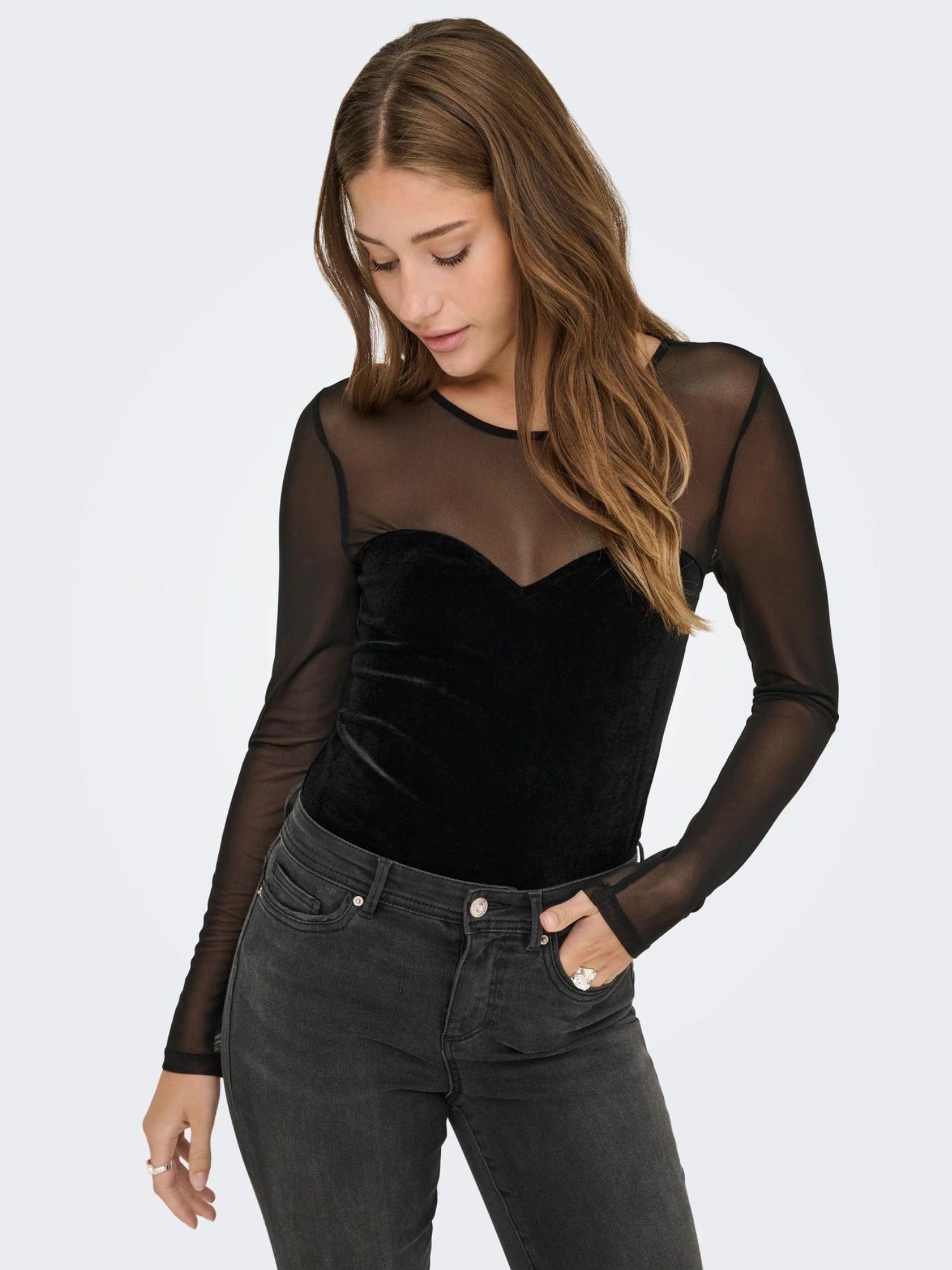 Only ONLSMOOTH Top Donna Nero 15360668 Black Heart ONLY