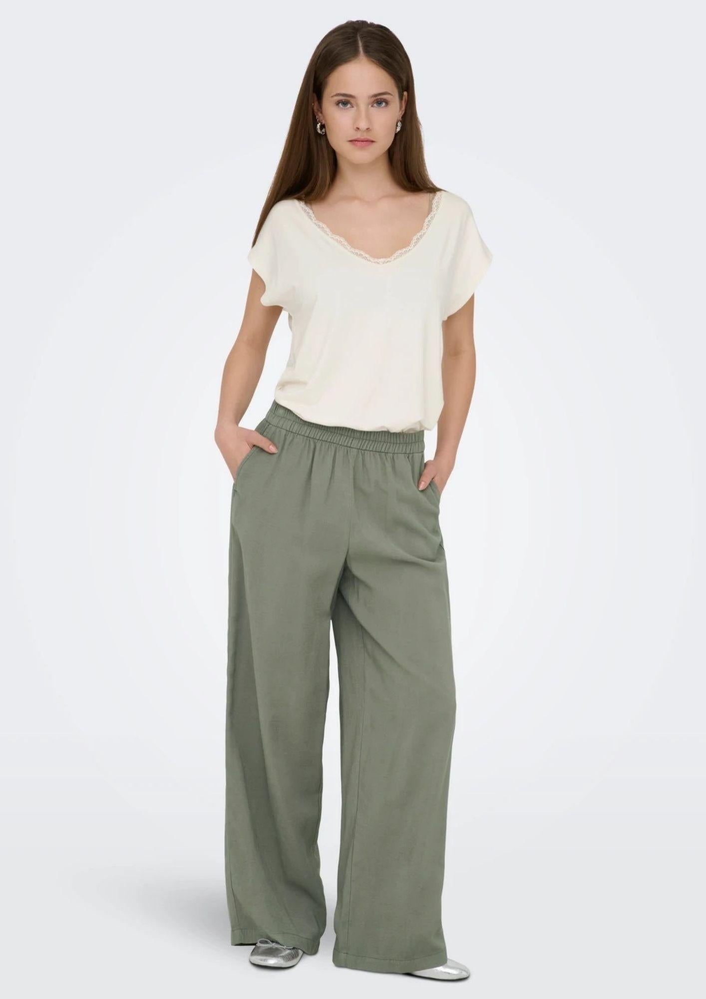 Only Pantalone Donna Aris Verde Oliva 15337956 Smokey Olive ONLY