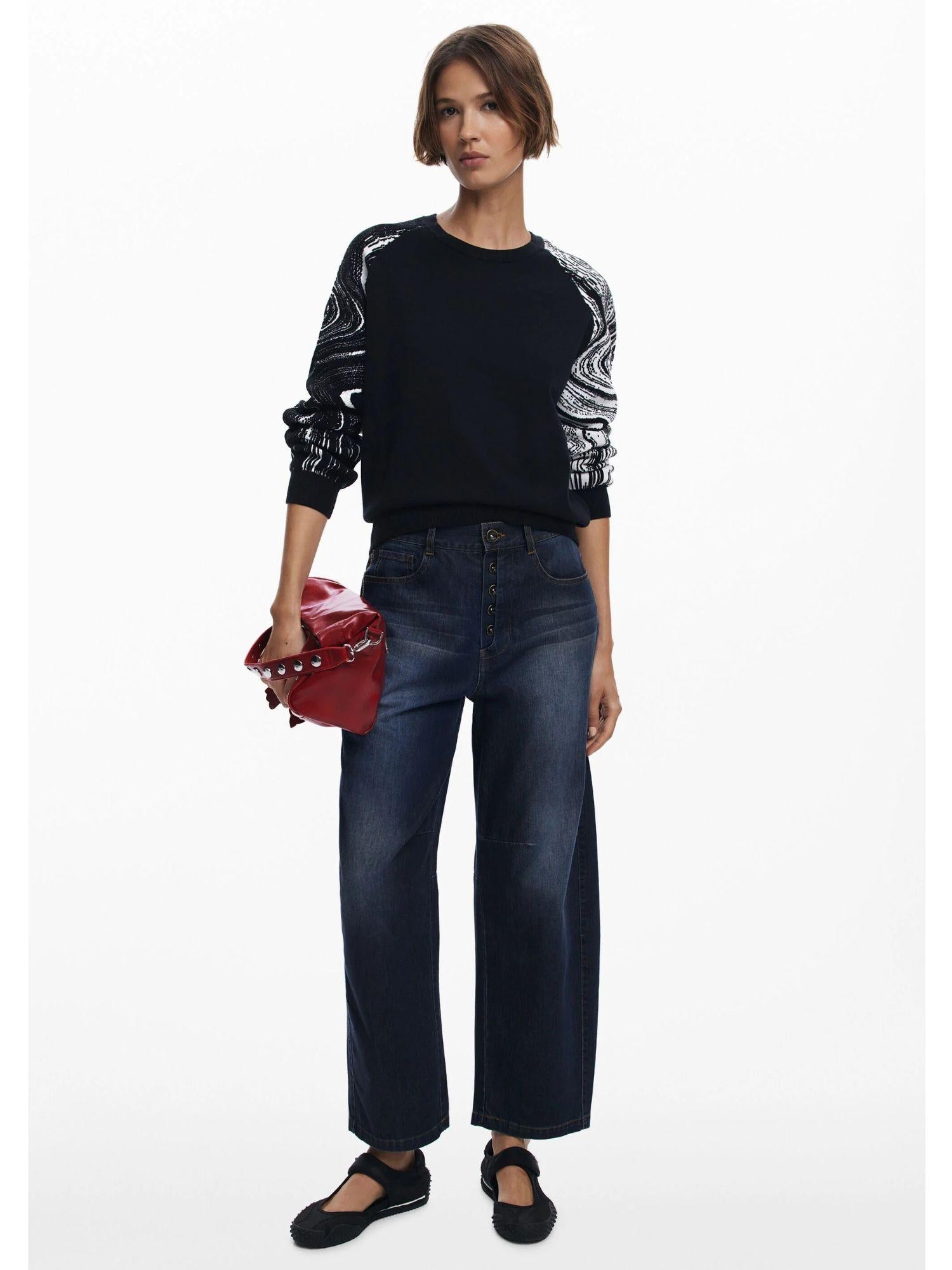 Desigual Maglione a maniche marmorizzate Donna Nero 25WWJF28 2000 DESIGUAL