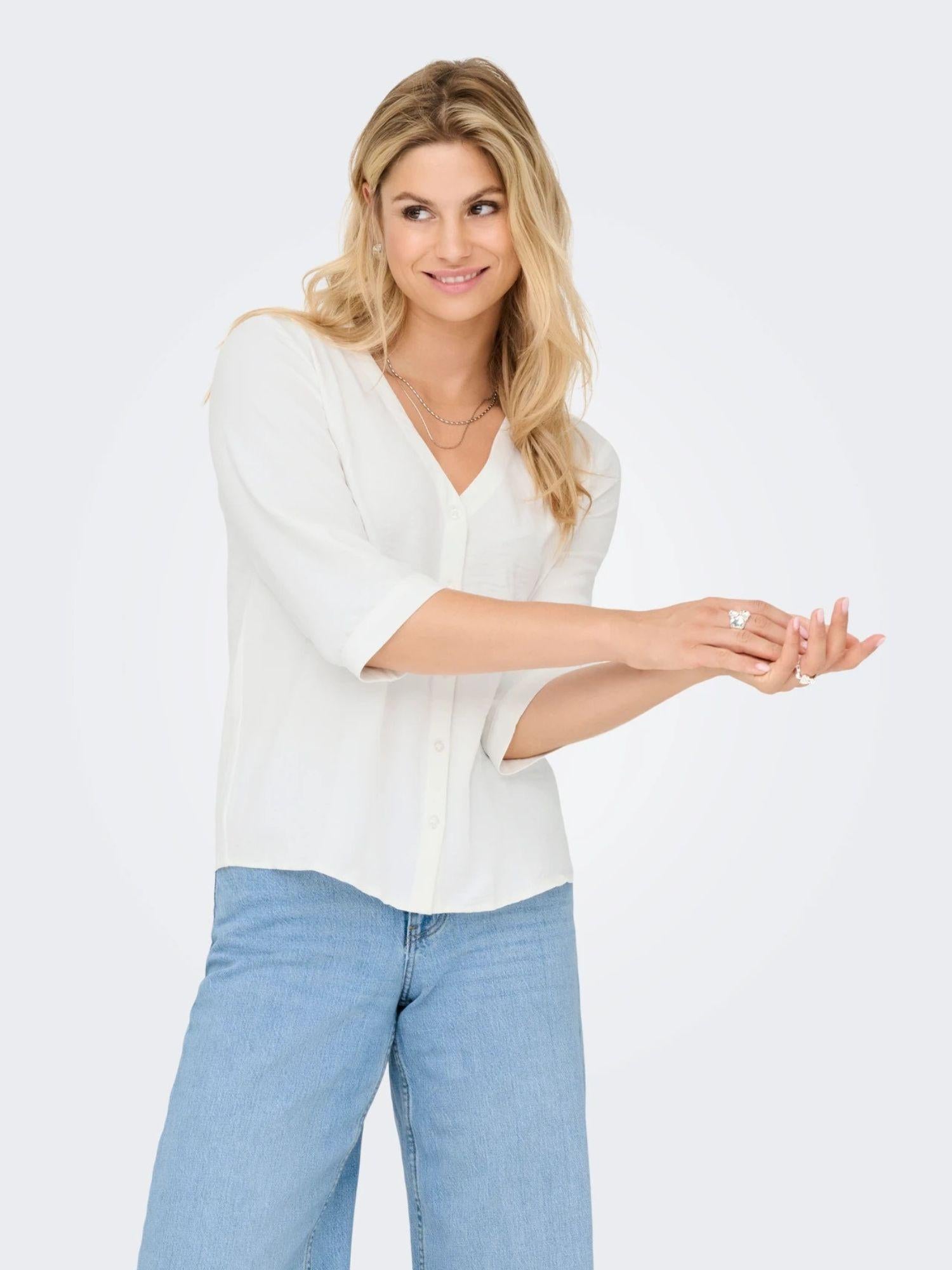 Jacqueline De Yong Camicia Donna Bianco Jdylion 15225654 Cloud Dancer JACQUELINE DE YONG