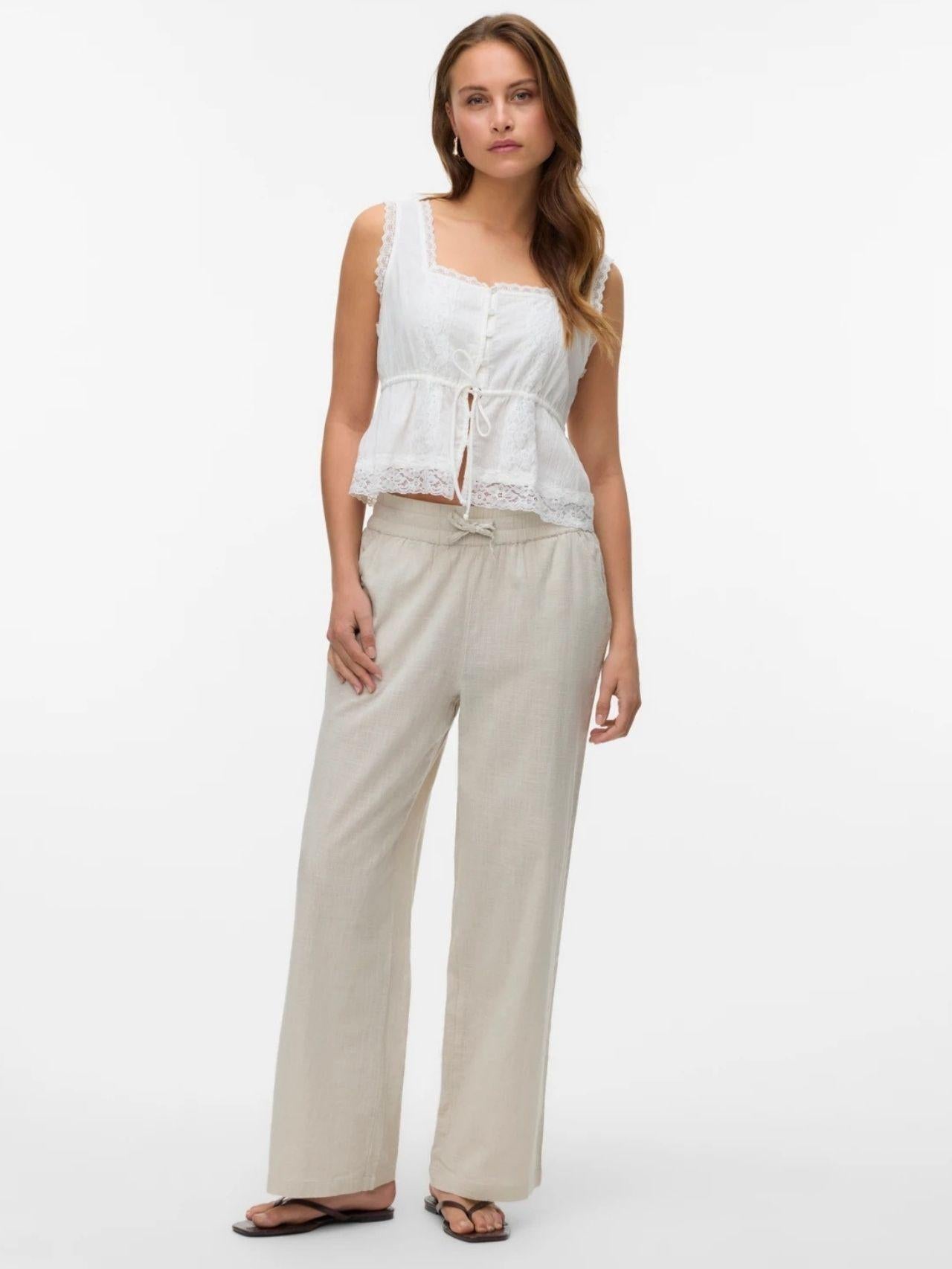 Vero Moda Pantalone Donna Caia Grigio Argento 10333796 Silver Lining VERO MODA