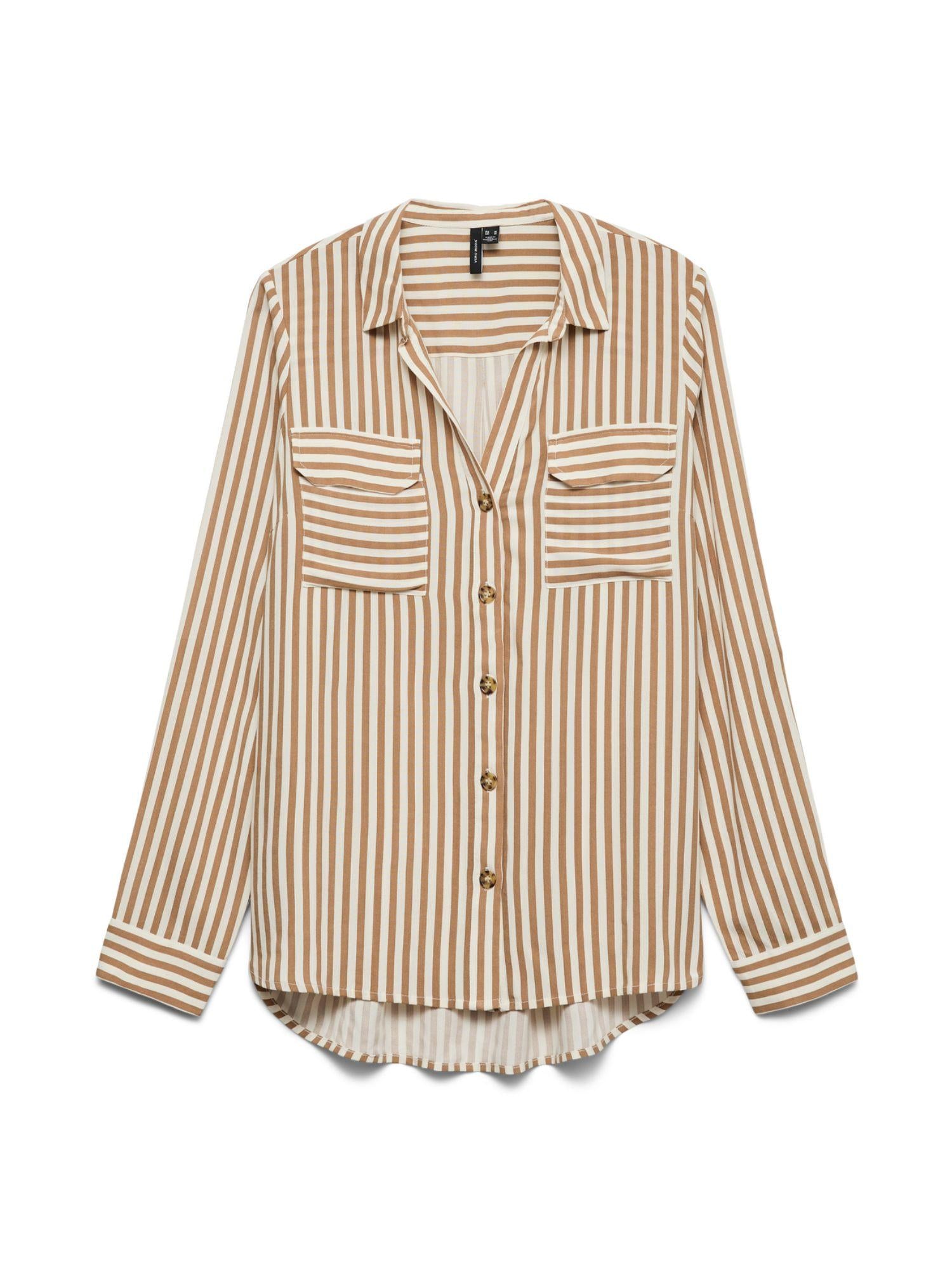 Vero Moda Camicia Donna Birch New Stripe Tigers Eye Vmbumpy 10275283 Birch VERO MODA