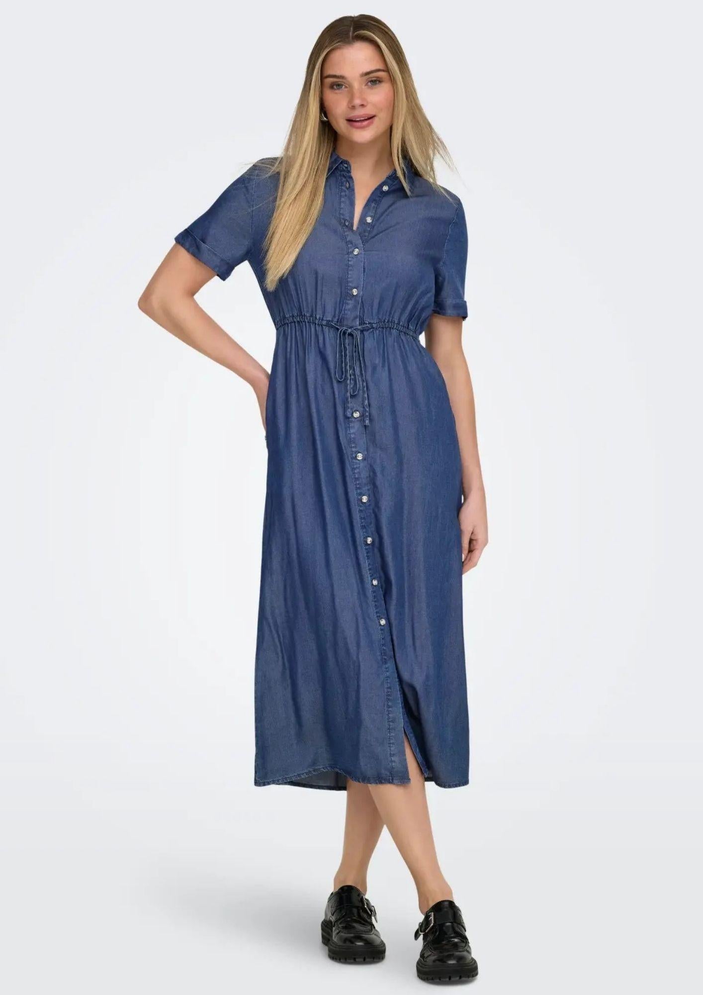 Only Abito Donna Charis Blu Denim Scuro 15363971 Dark Blue Denim ONLY