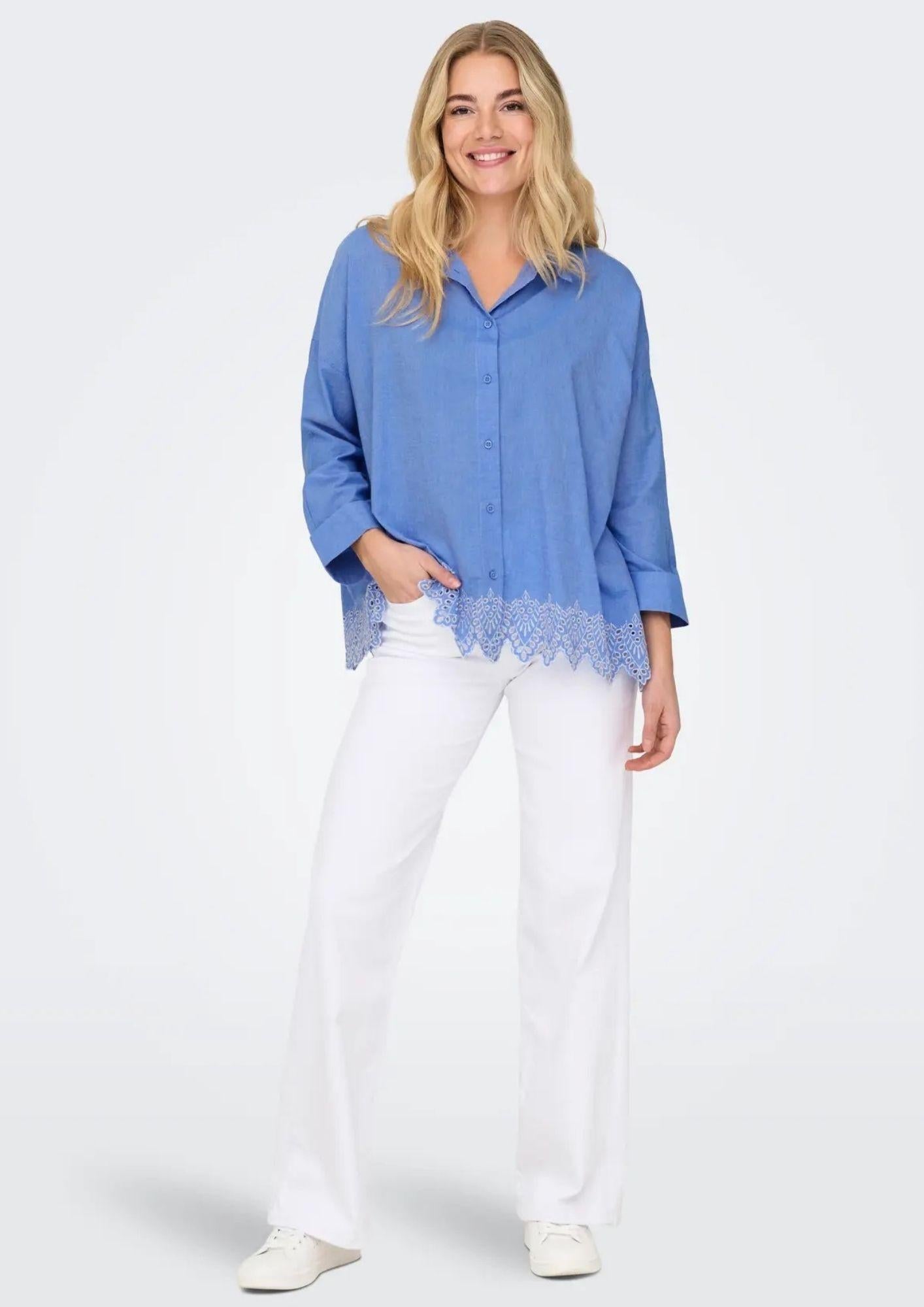 Only Camicia Donna Graces Blu 15343165 Blue Bonnet ONLY