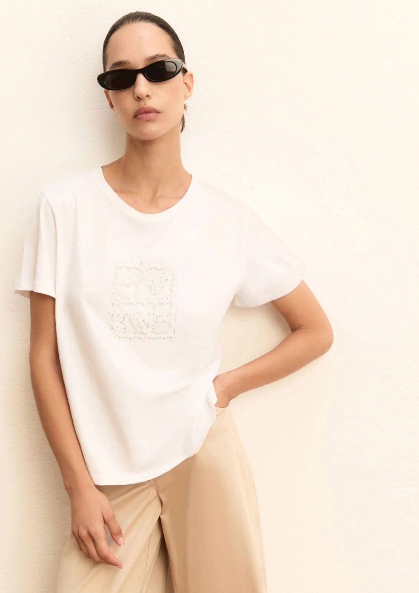 Emme Marella T-Shirt Donna Emmtema Bianca Logo Bianco 2615971031200 001 EMME MARELLA