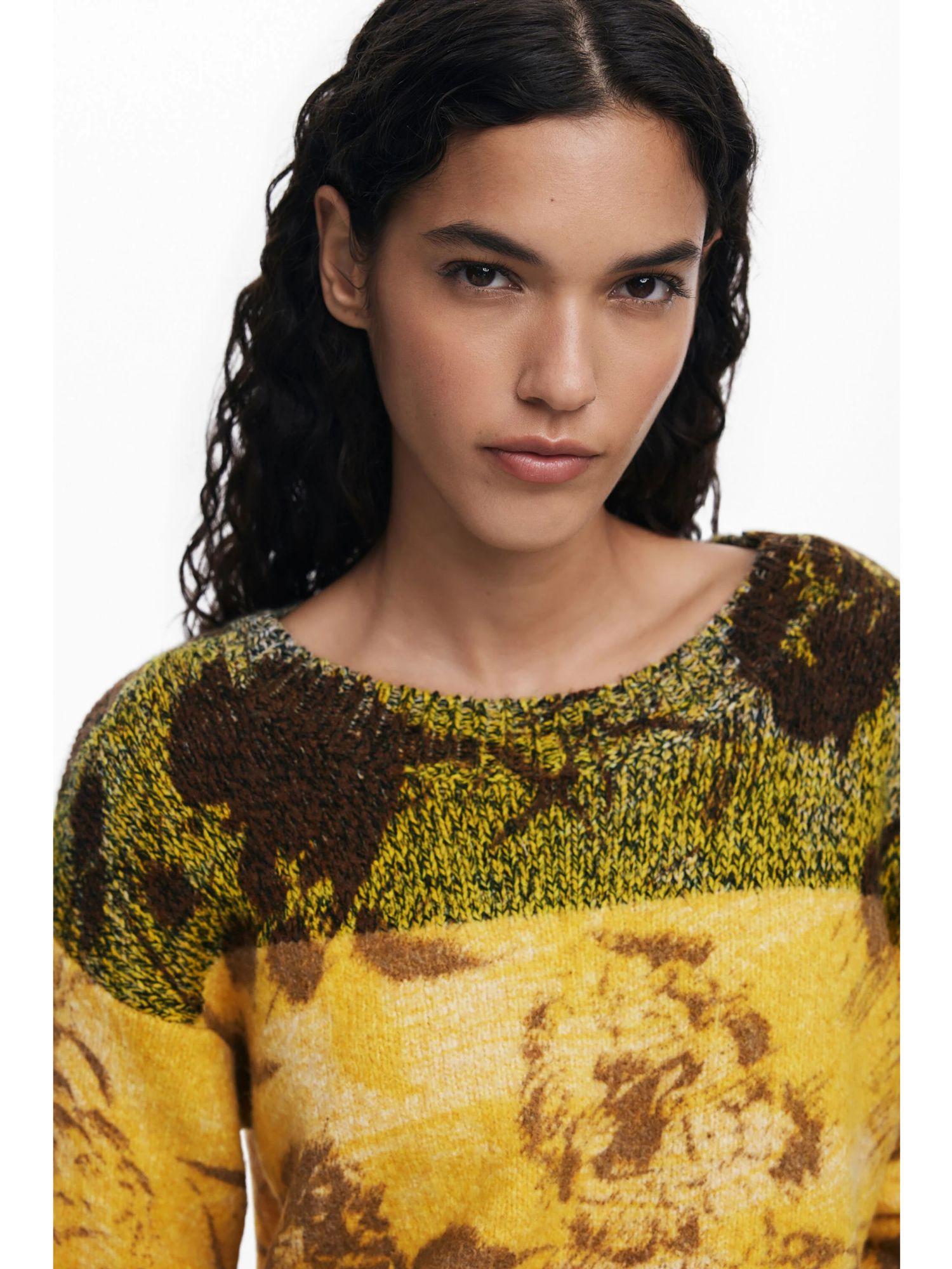 Desigual Maglione jacquard a fiori Donna Giallo 25WWJF30 8018 DESIGUAL
