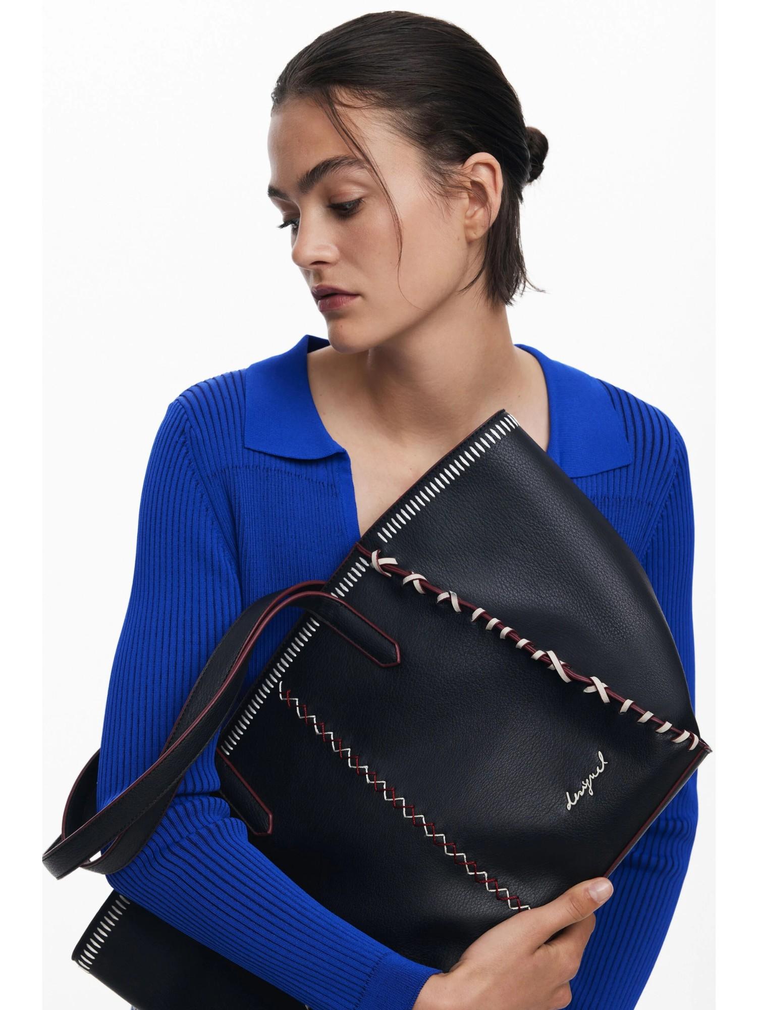 Desigual Borsa shopper grande con cuciture Donna Nero 25WAXP95 2000 DESIGUAL