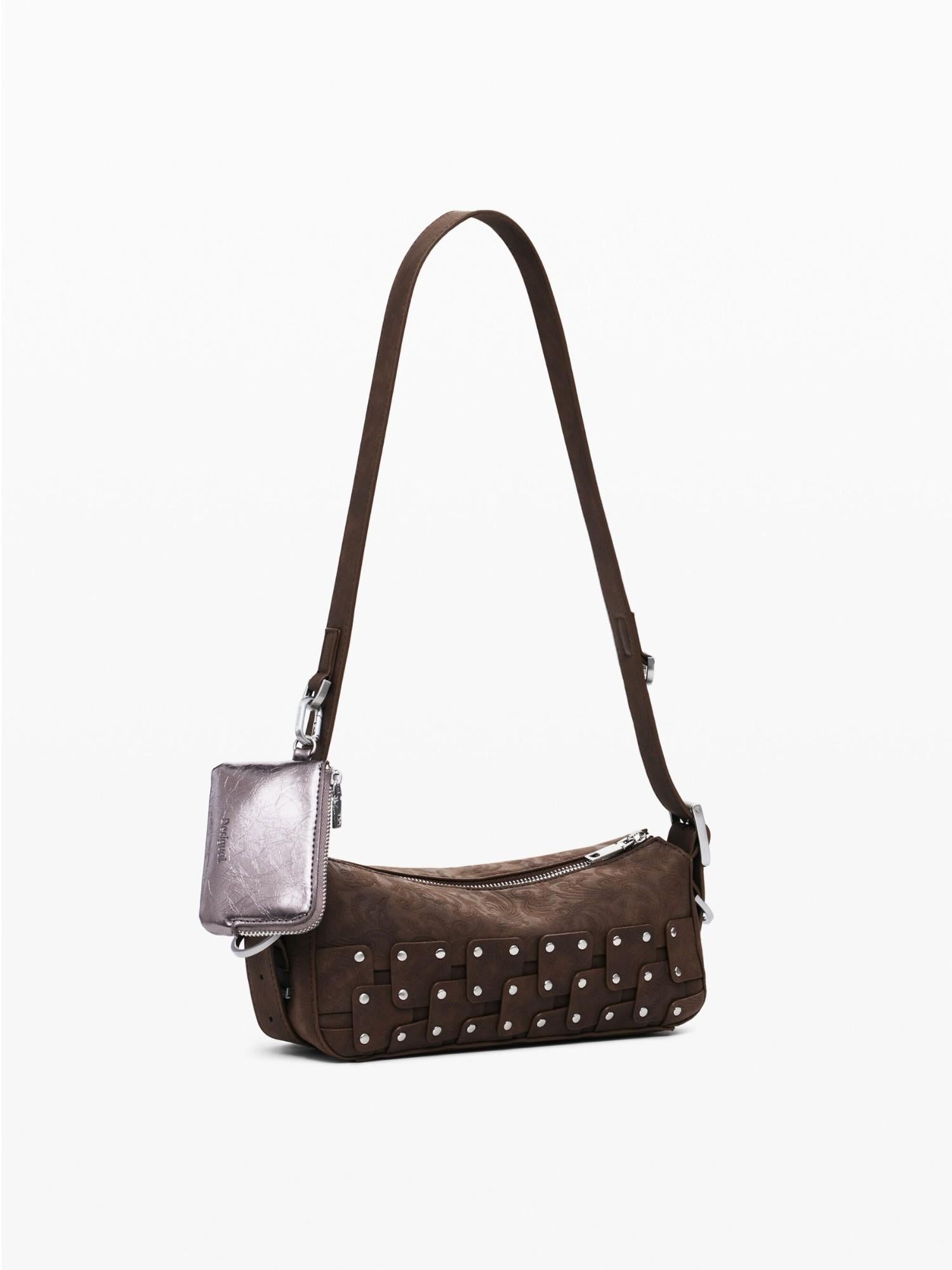 Desigual Piccola borsa baguette patch con borchie Donna Marrone 25WAXPBO 6009 DESIGUAL