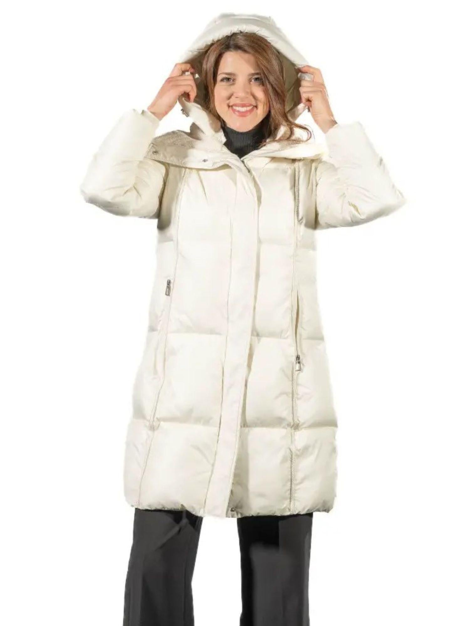 Satinette Giacca Invernale Lunga Donna Bianco Gesso 010 GIORGIA 46 SATINETTE