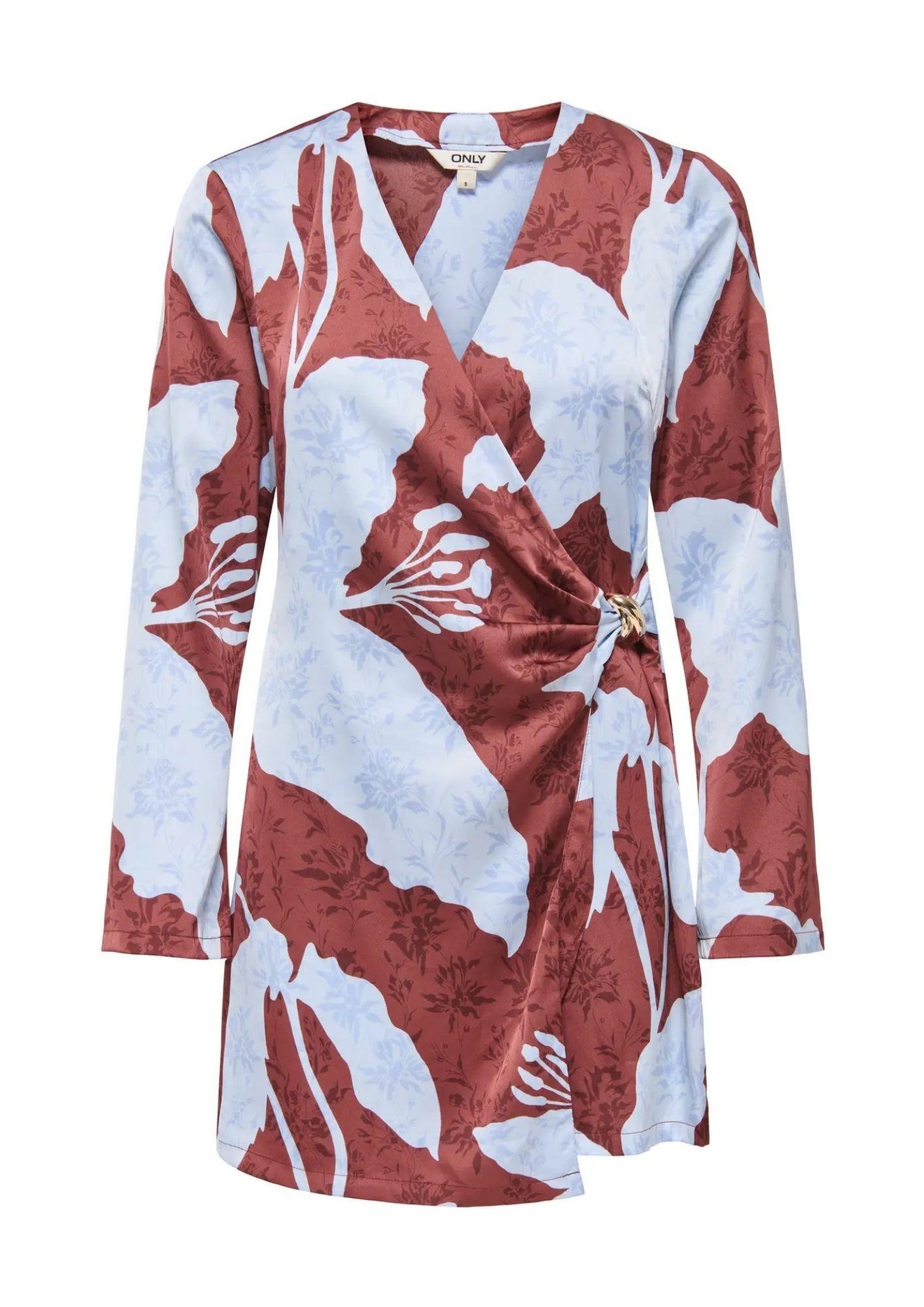 Only Vestito Donna Freylia Azzurro e Cioccolato 15367358 Hot Chocolate ONLY