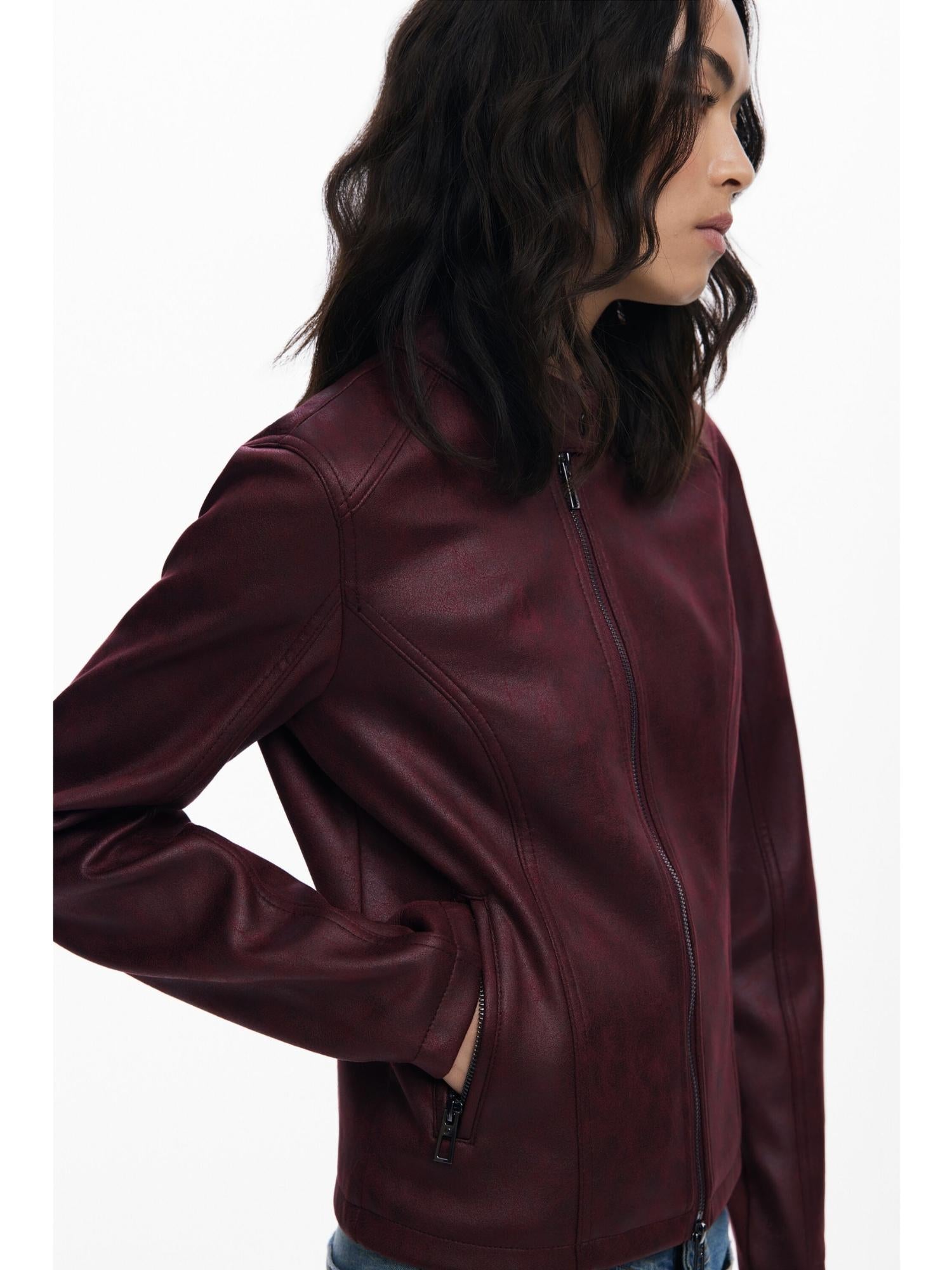 Desigual Giacca Donna Effetto Pelle Combinata Rossa 25WWEW43 3006 DESIGUAL