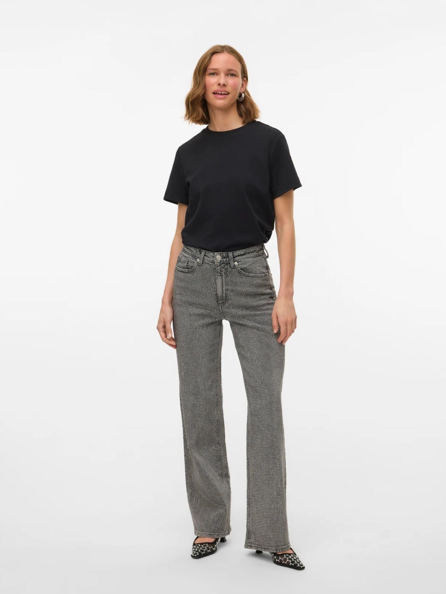 Aware T-Shirt Donna Nero Awnaima 10294544 Black VERO MODA
