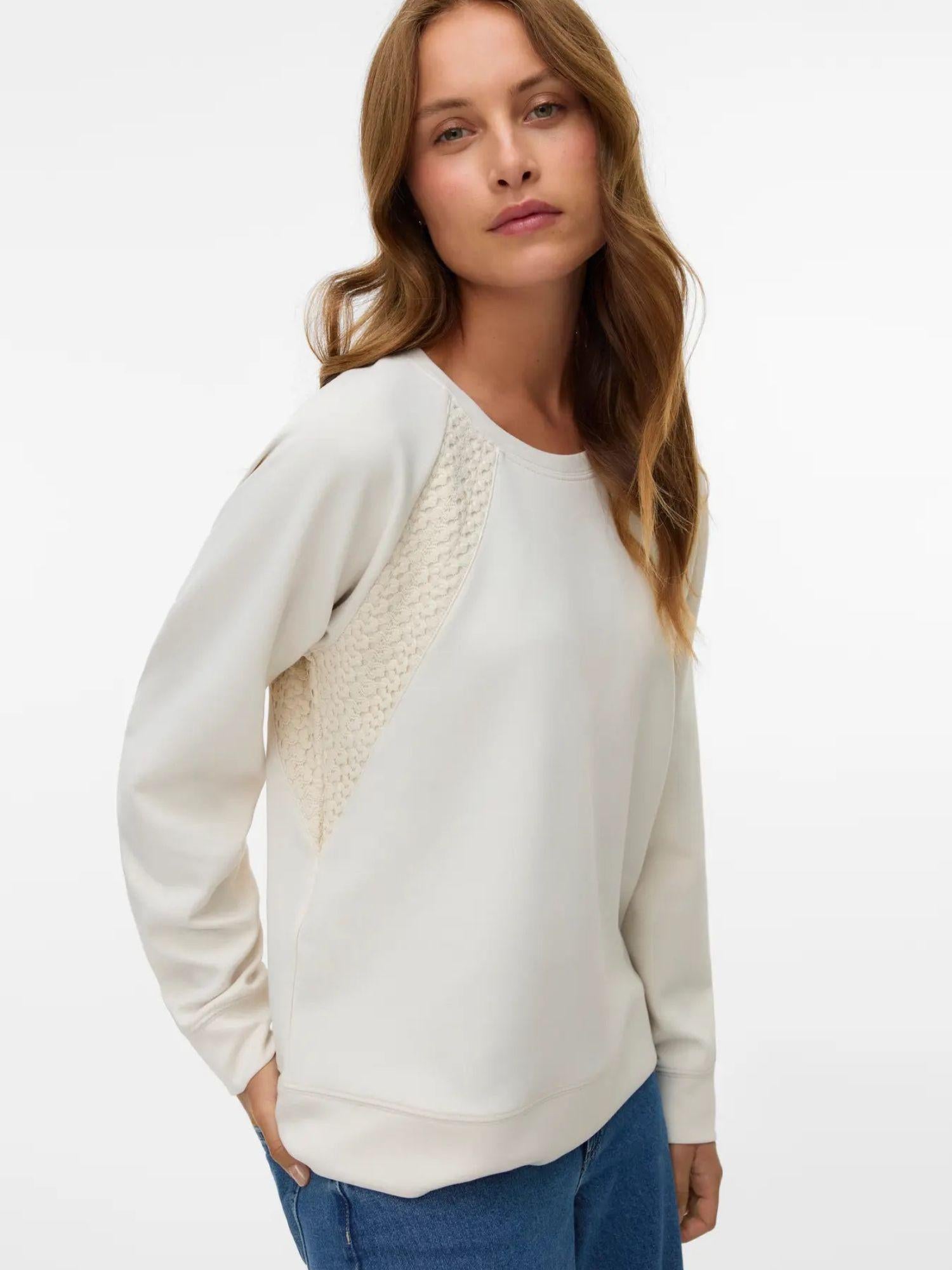 Vero Moda Felpa Donna Birch VMInima 10341044 Birch BIRCH CROCHET VERO MODA