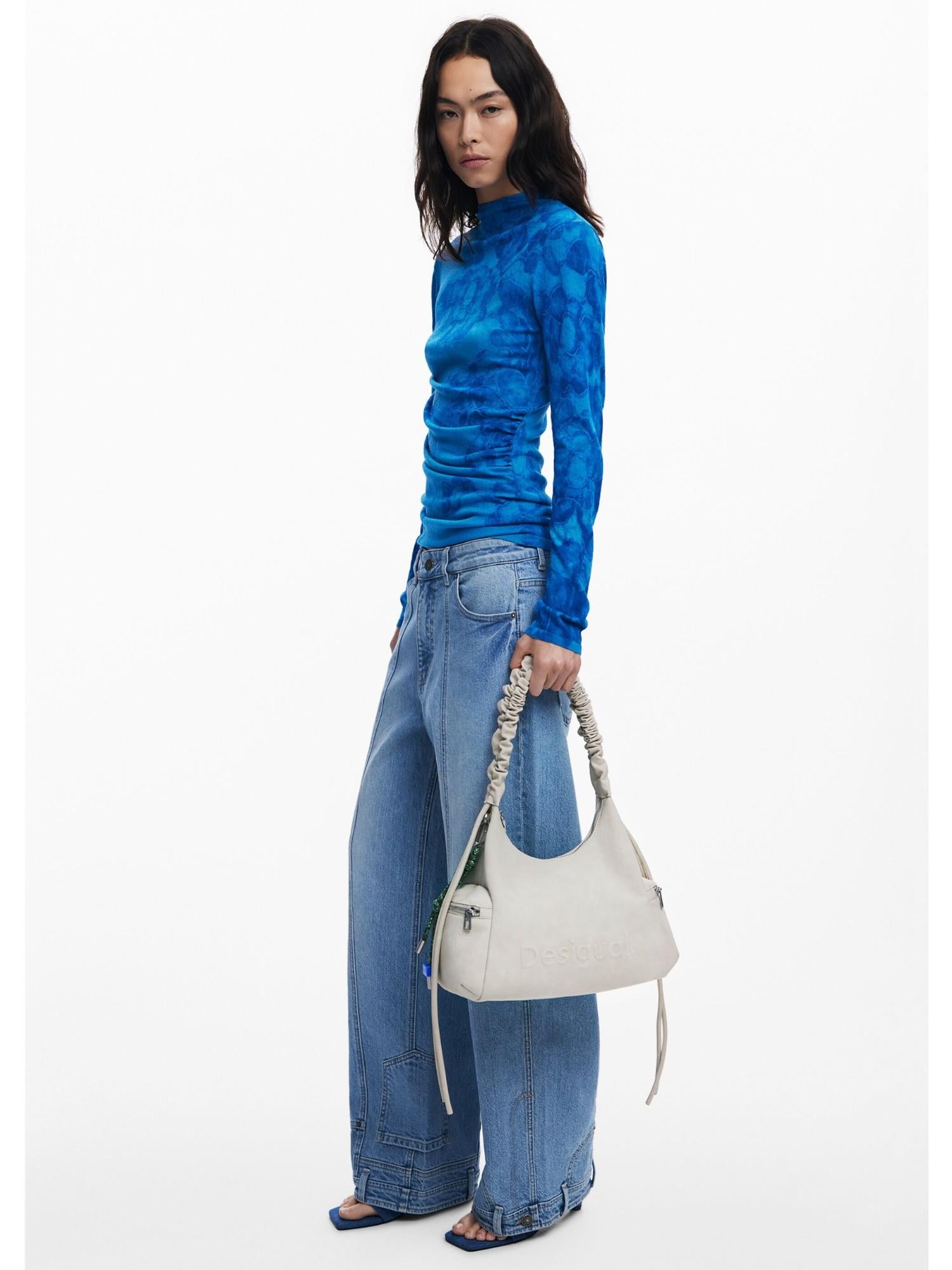 Desigual Borsa logo 3D con manico arricciato media Donna Avorio 25WAXPB0 6006 DESIGUAL