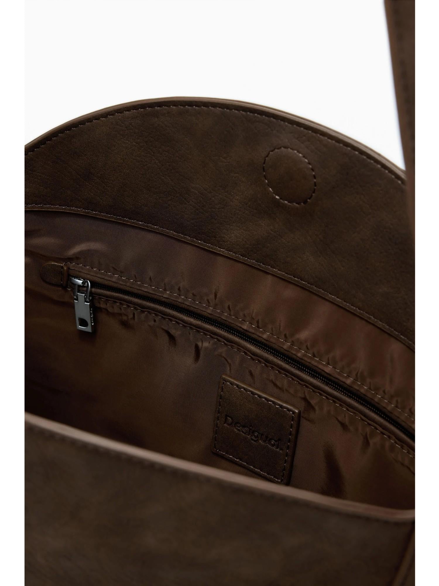 Desigual Borsa a mano media con patch e borchie Donna Marrone 25WAXPBP 6009 DESIGUAL