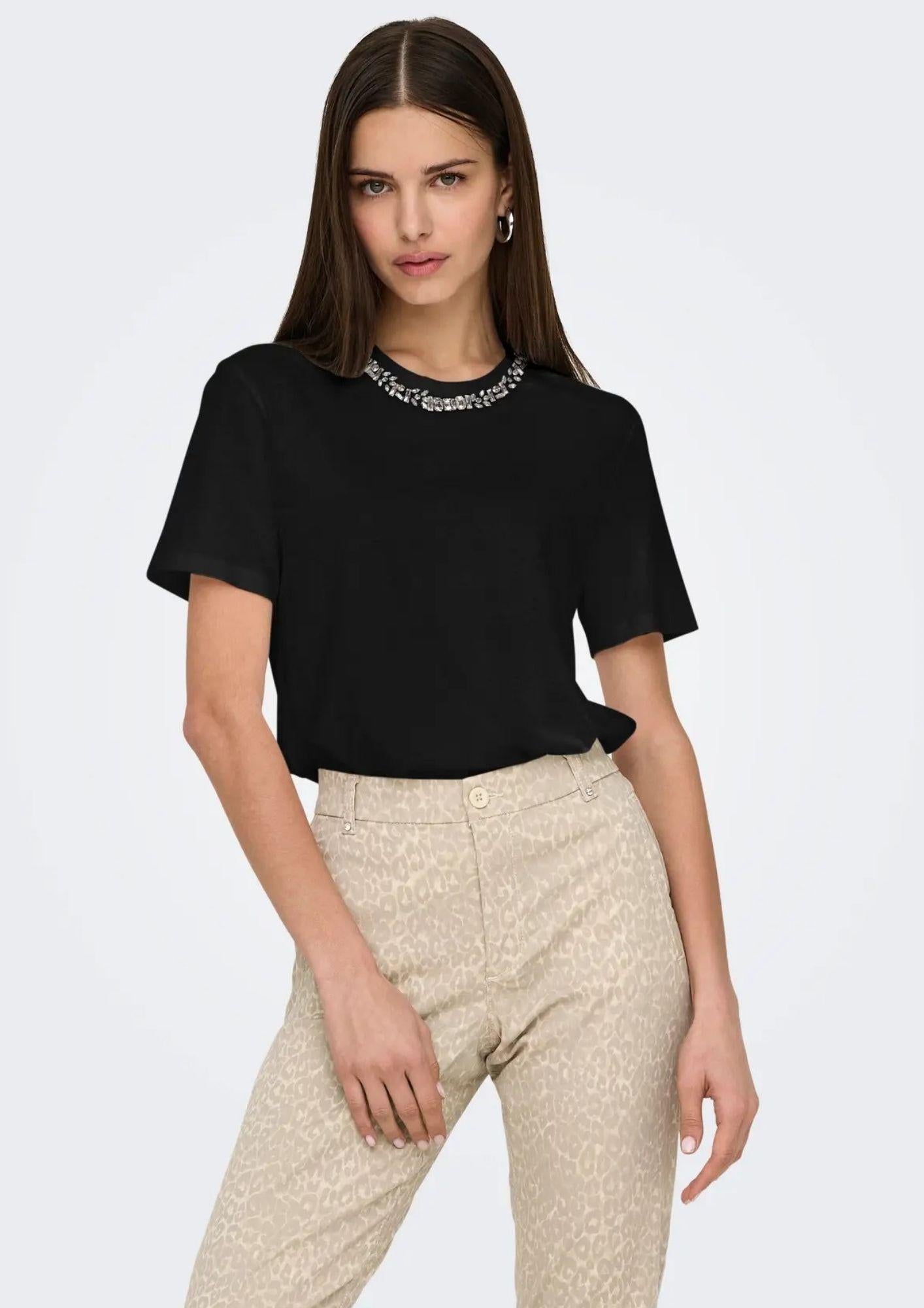 Only Top Donna Parker Nero 15343568 Black Rhinestone ONLY