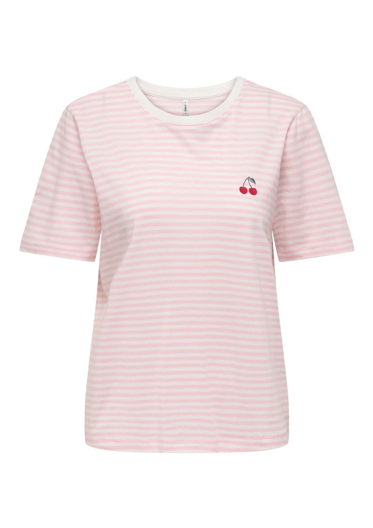 Only T-Shirt Donna Happy Bianca e Rosa 15370117 Cloud Dancer Romance rose ONLY