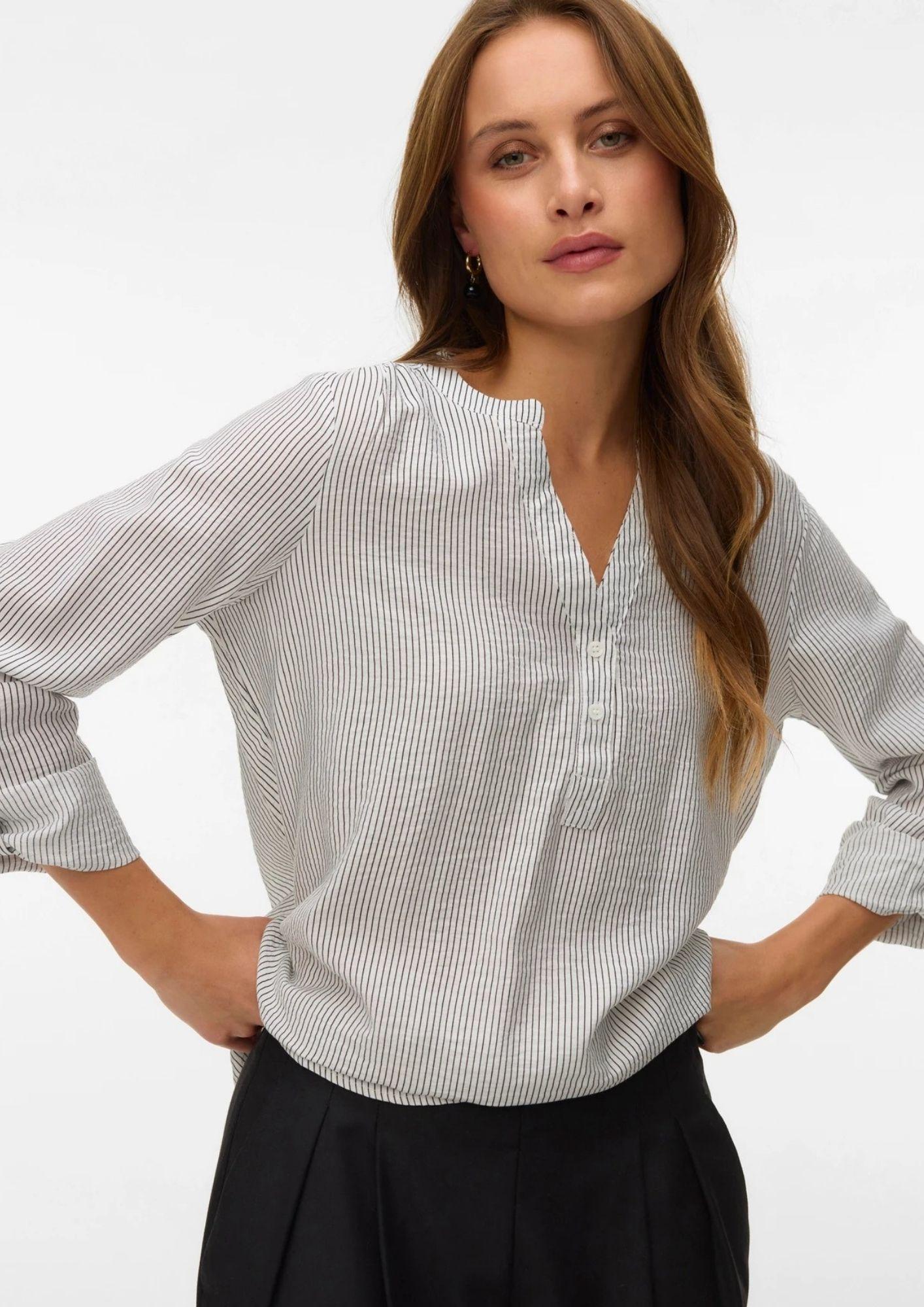 Vero Moda Blusa Donna Kaja Bianca Nera 10340684 Snow White Amanda Black VERO MODA