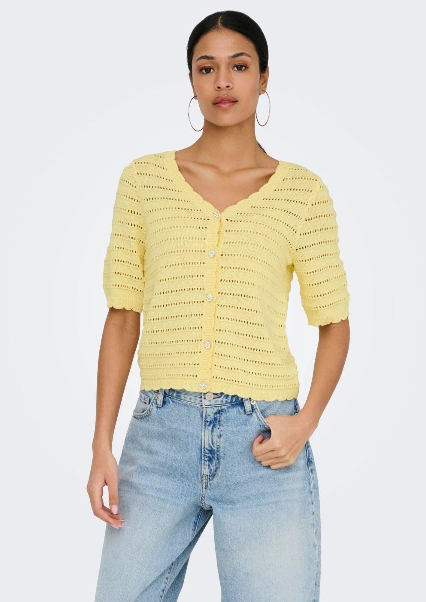 Jacqueline De Yong Cardigan Donna Tanja Giallo 15366211 Double Cream JACQUELINE DE YONG