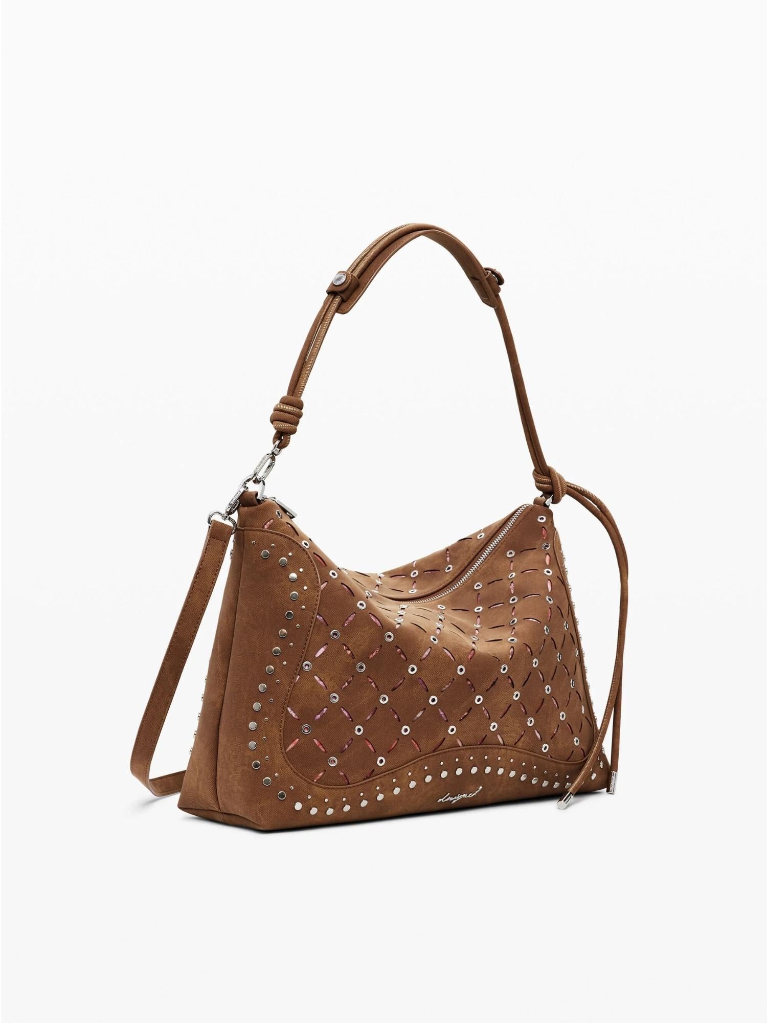 Desigual Borsa effetto pelle traforata media Donna Marrone 25WAXPB5 6011 DESIGUAL