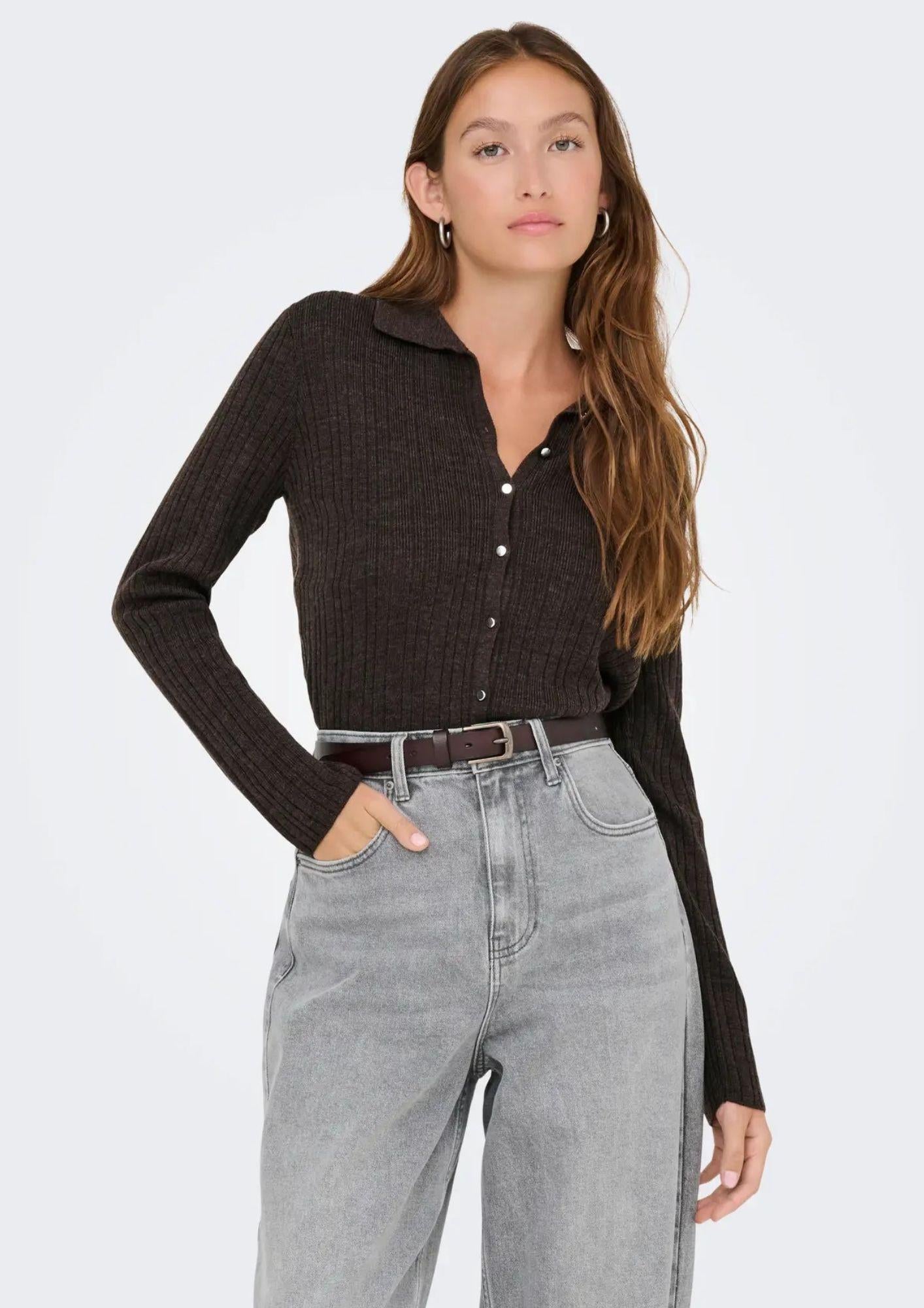 Only Cardigan Donna Thea Marrone 15353029 Chocolate Torte Melange ONLY