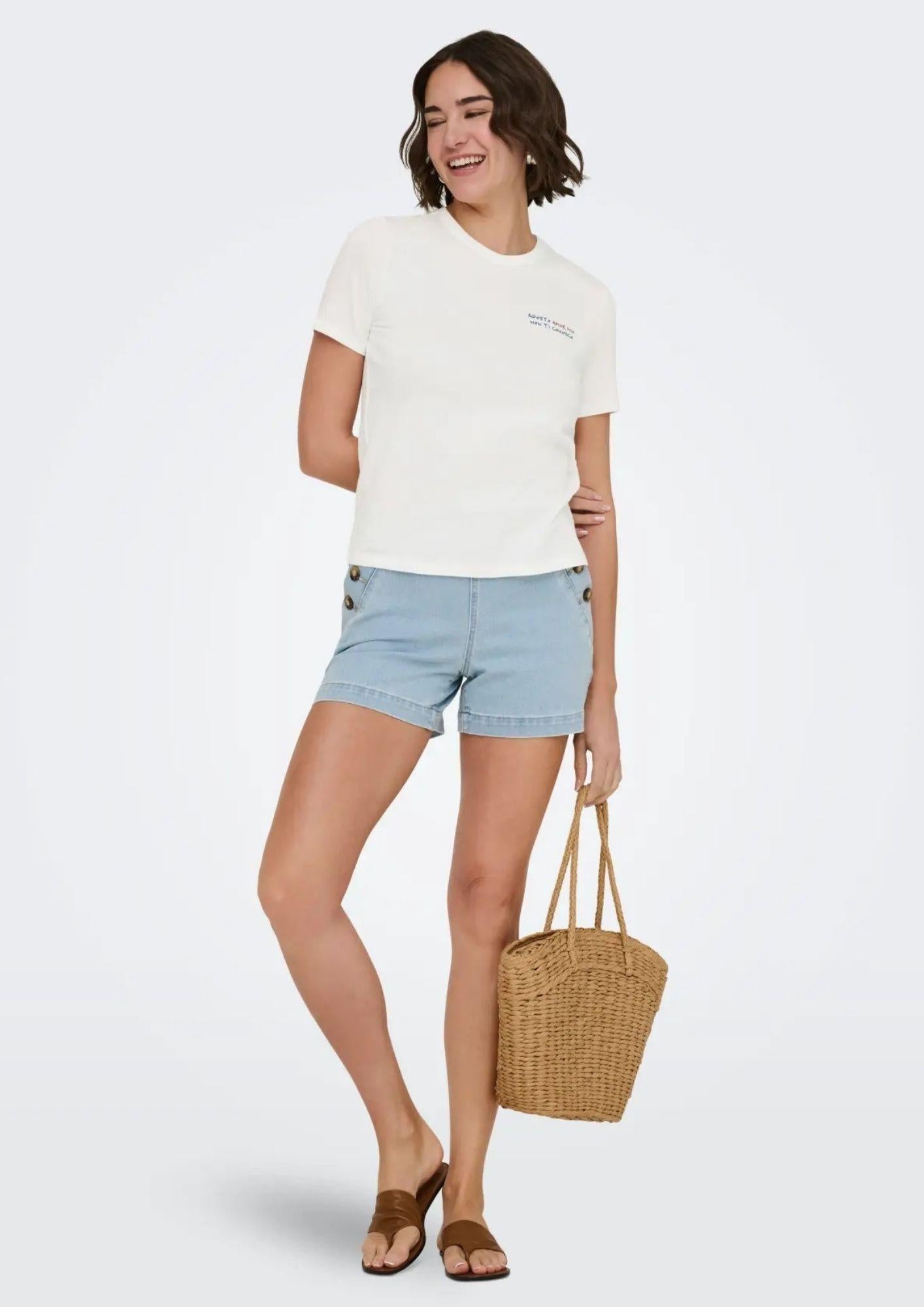 Only T-Shirt Donna Mira Bianca 15368637 Cloud Dancer ONLY
