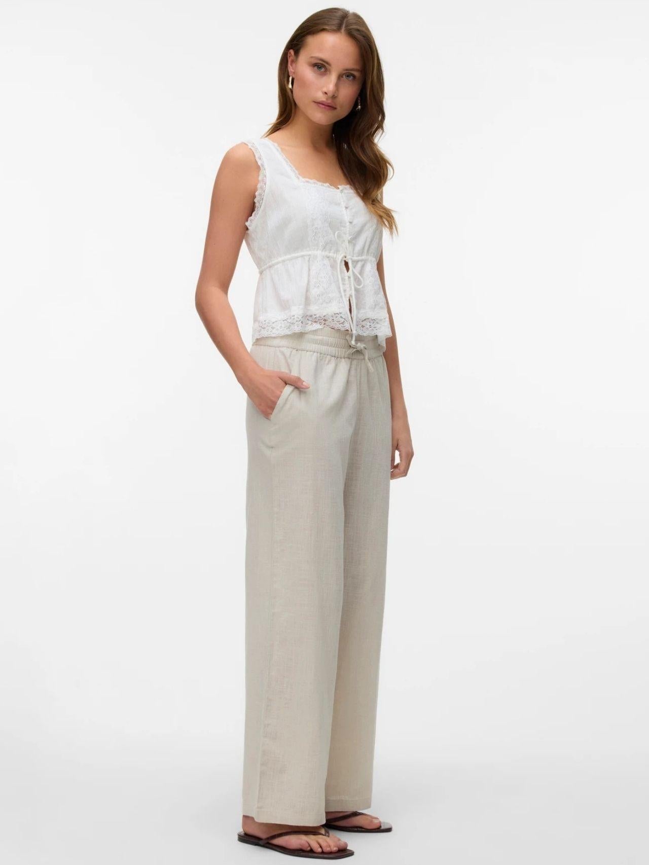 Vero Moda Pantalone Donna Caia Grigio Argento 10333796 Silver Lining VERO MODA