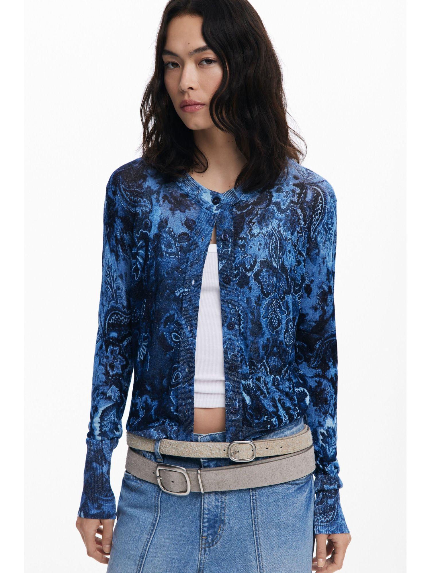 Desigual Maglione con bottoni brillante Donna Blu 25WWJF12 5016 DESIGUAL