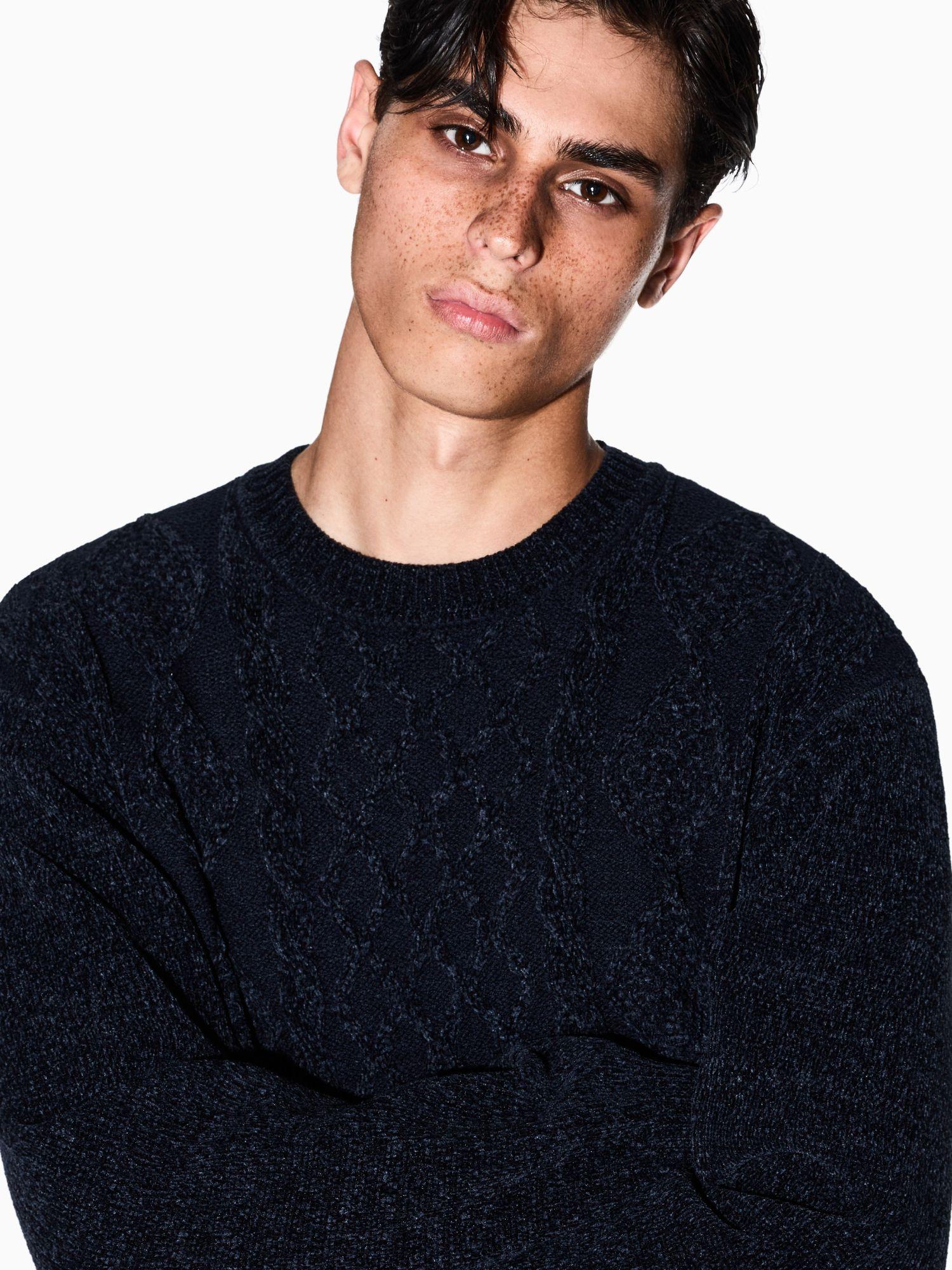 Armani Exchange Maglione Uomo a Lavorazione Intrecciata Blu Navy XM001331 AF13776 UB101 ARMANI EXCHANGE