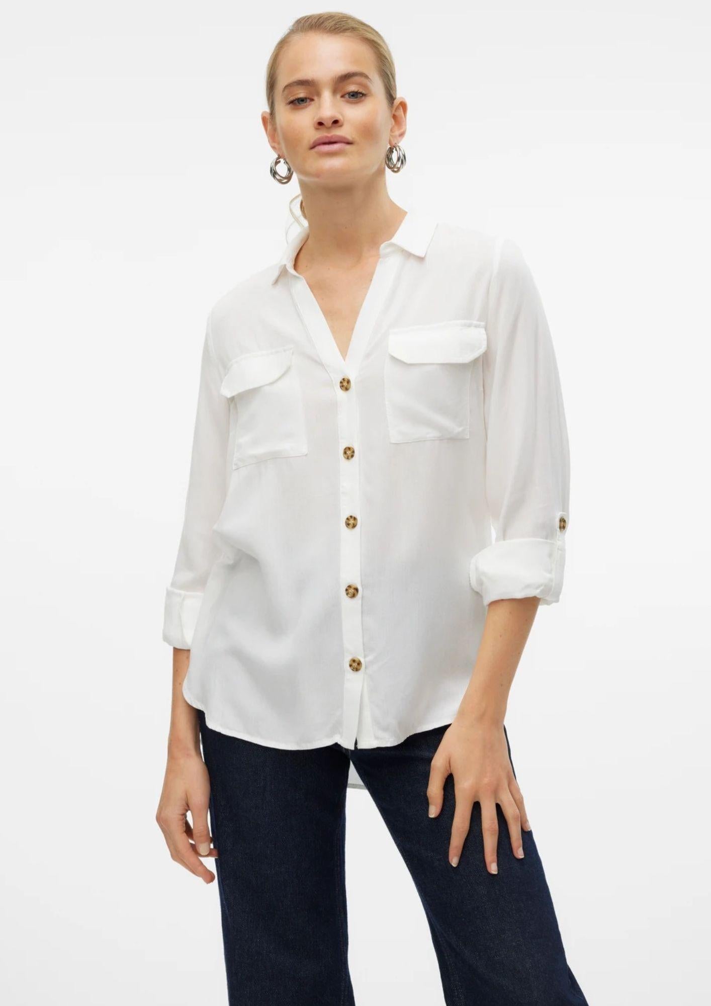 Vero Moda Camicia Donna Bumpy Bianca 10275283 Snow White VERO MODA