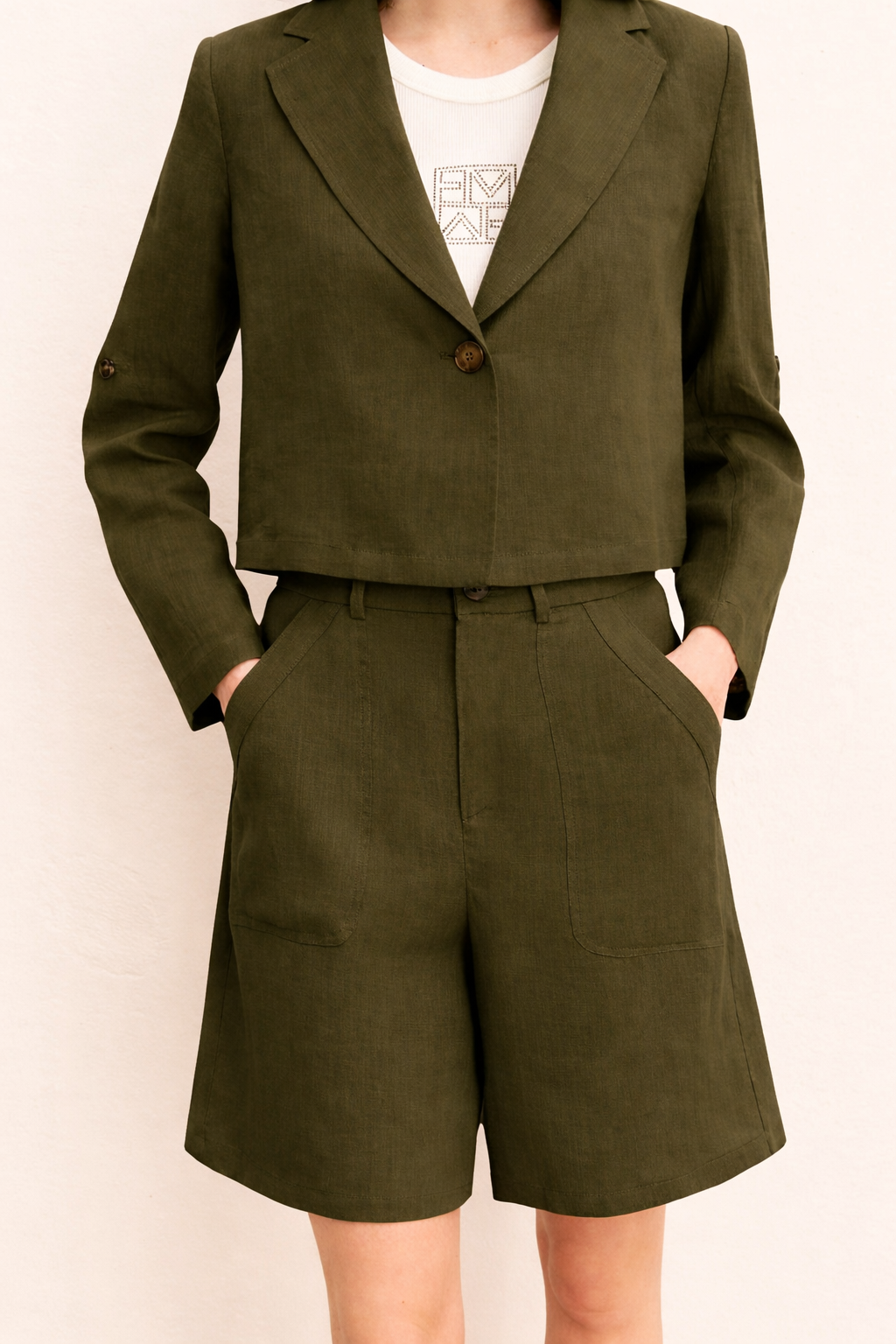 Emme Marella Bermuda Donna Emmadorini Verde Militare 2615141032200 008 EMME MARELLA