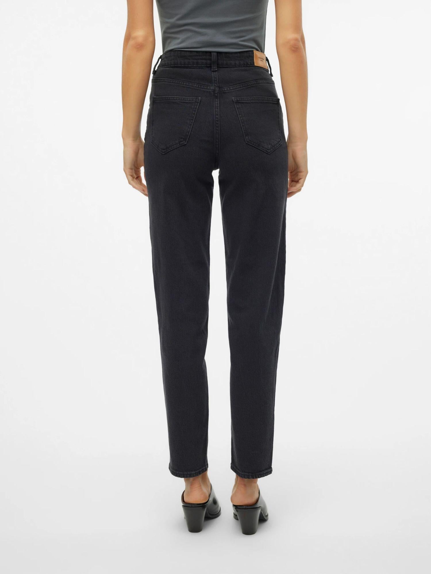 Vero Moda Jeans Donna Tessa A Vita Alta Mom Fit Dark Grey Denim 10302983 Dark Grey Denim VERO MODA