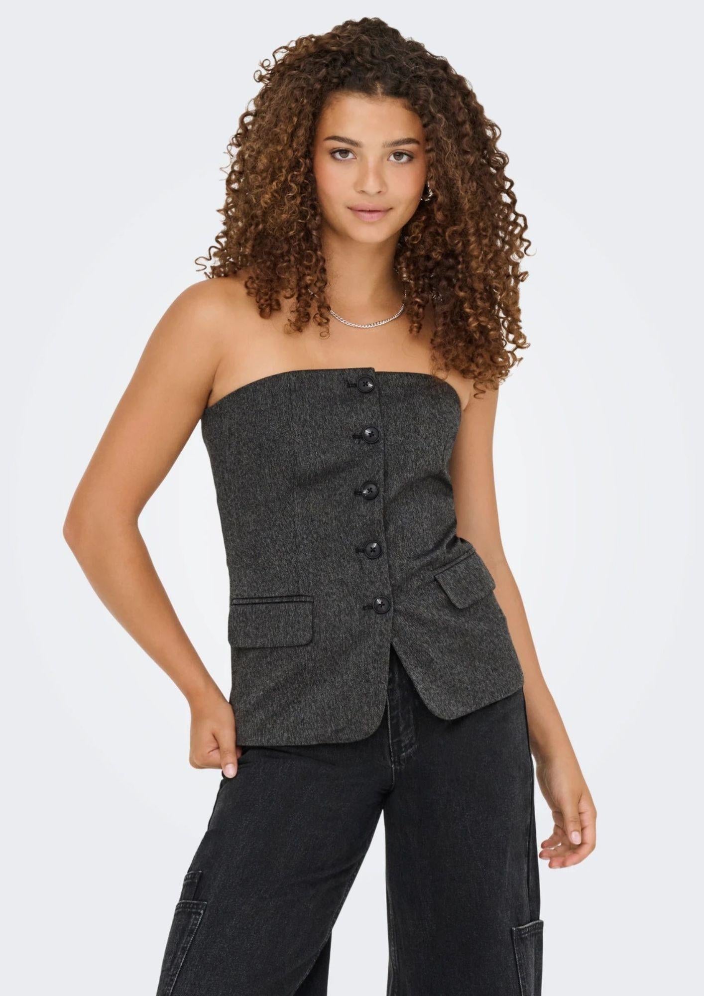 Only Gilet Donna Marine Grigio Scuro 15357612 Dark Grey Melange ONLY