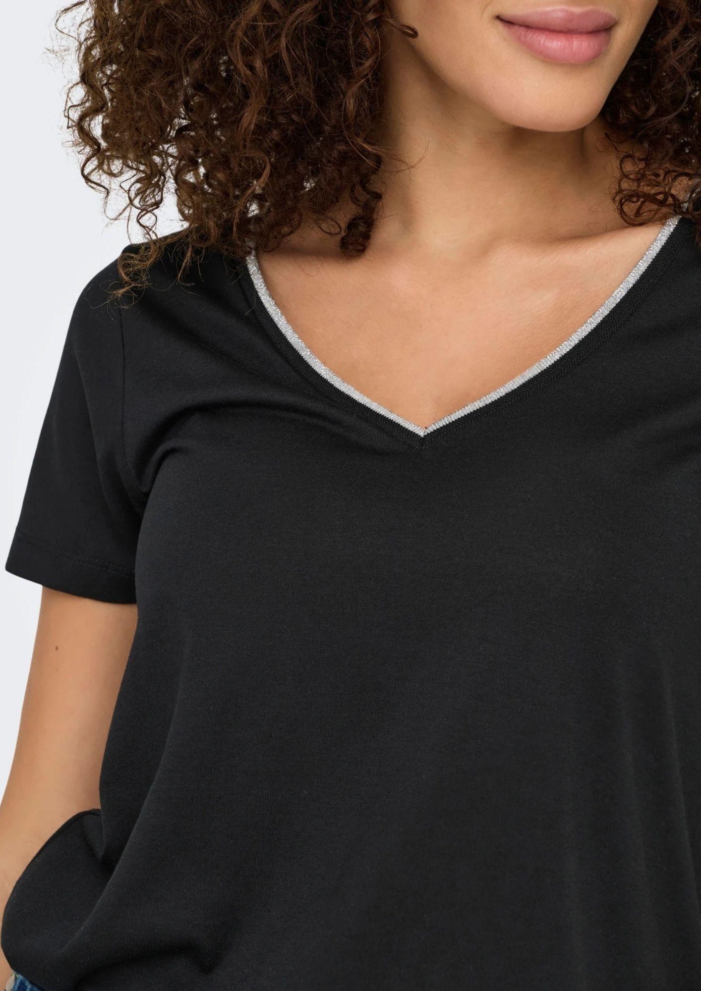 Jacqueline De Yong Top Donna Dalila Nera e Argento 15317565 Black SILVER JACQUELINE DE YONG