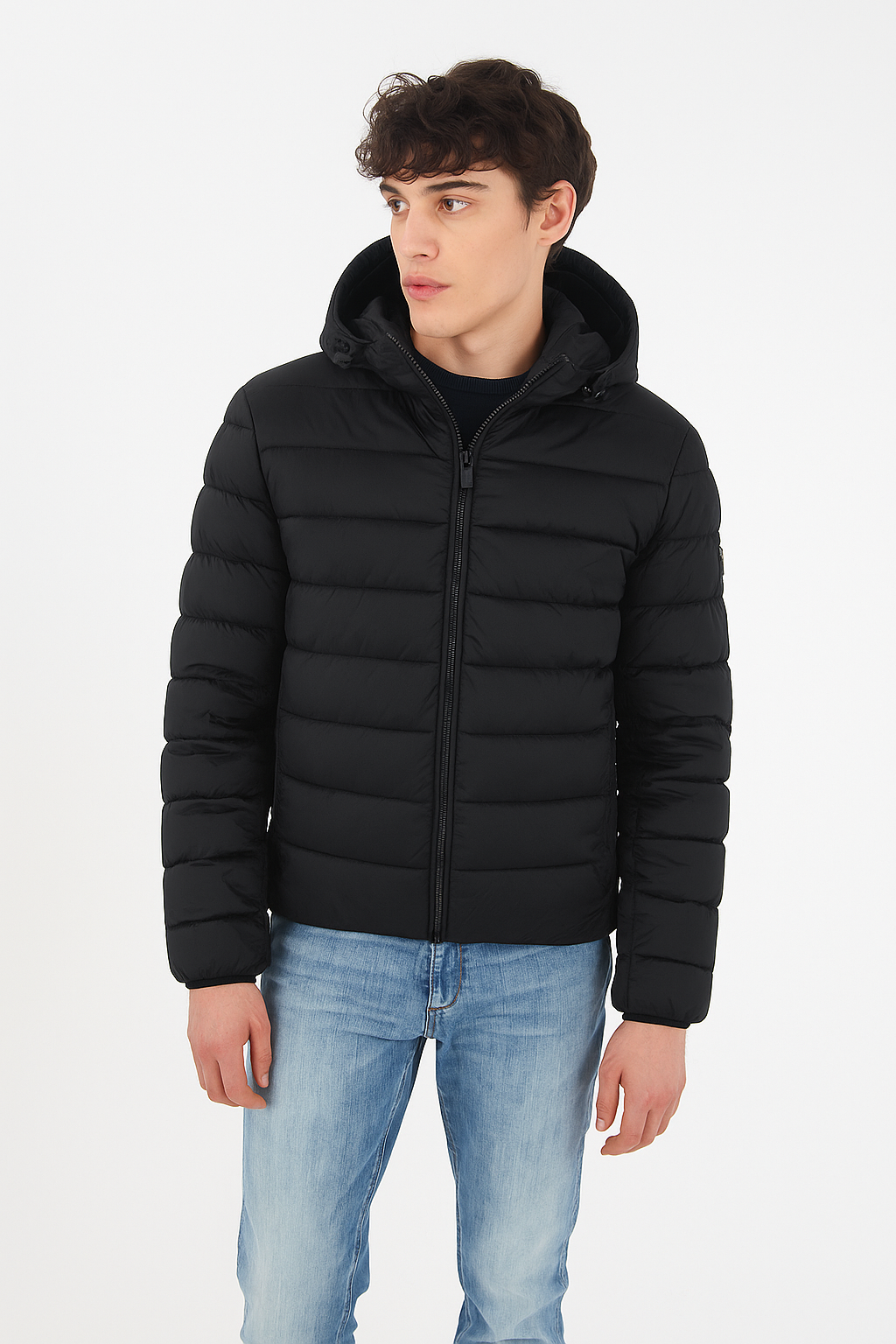 Giubbino Uomo Trapuntato Con Cappuccio Nero J876 QG00 0801 YES ZEE