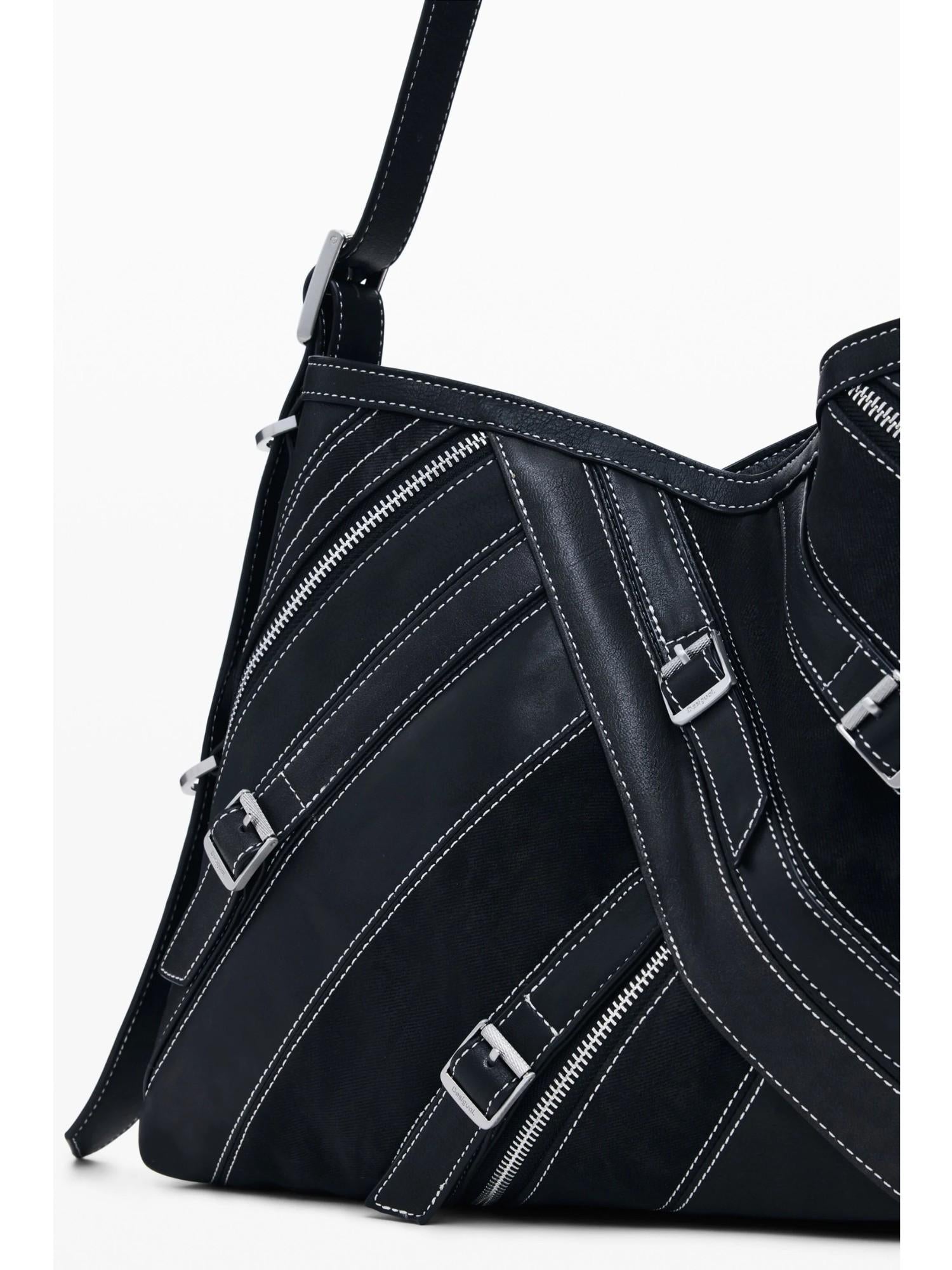 Desigual Borsa effetto pelle con fibbie media Donna Nero 25WAXP72 2000 DESIGUAL