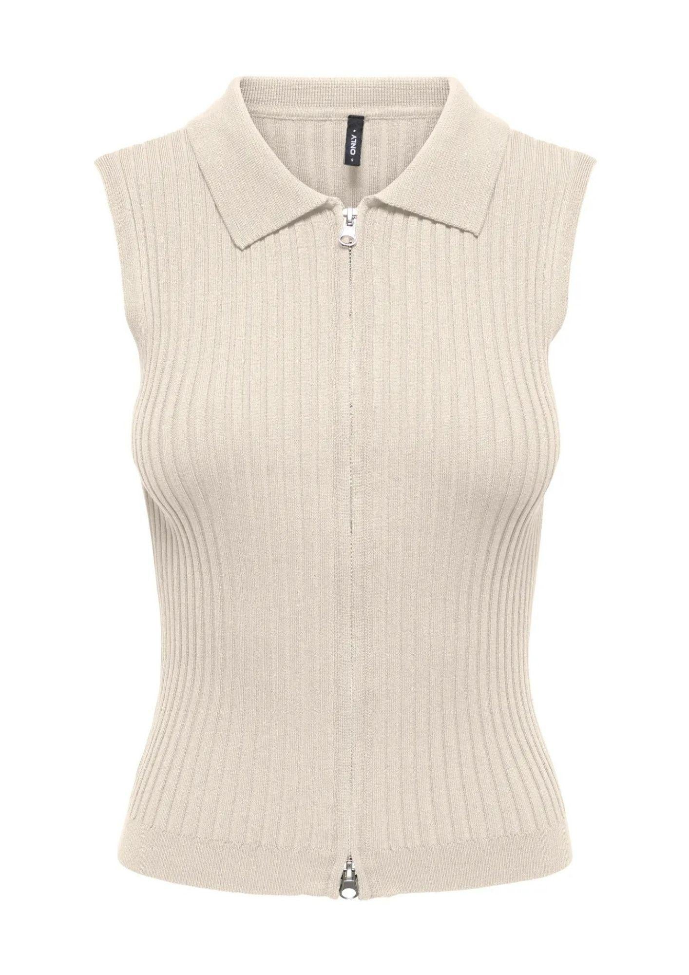 Only Cardigan Donna Meddi Bianco Betulla 15364749 Birch Silver Zip ONLY