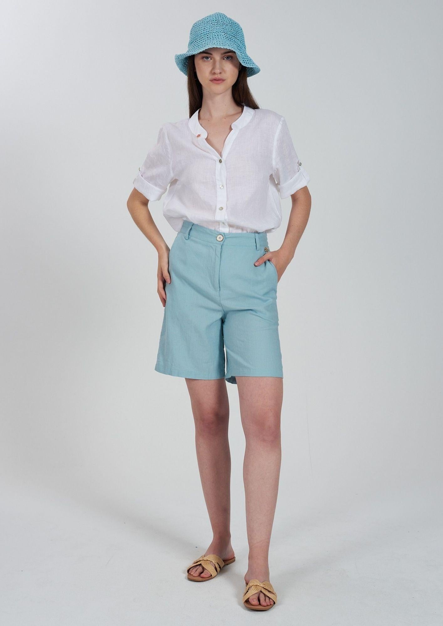 Yes Zee Camicia Donna Misto Lino Bianca C231 YZ00 0101 YES ZEE