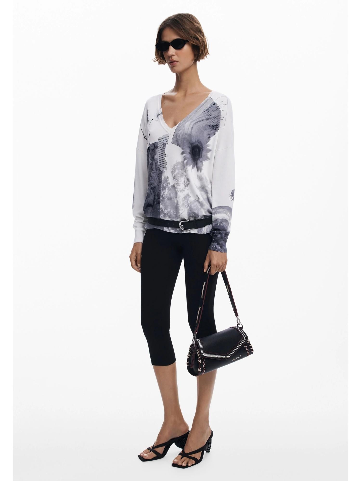 Desigual Borsa effetto pelle cuciture media Donna Nero 25WAXPBE 2000 DESIGUAL