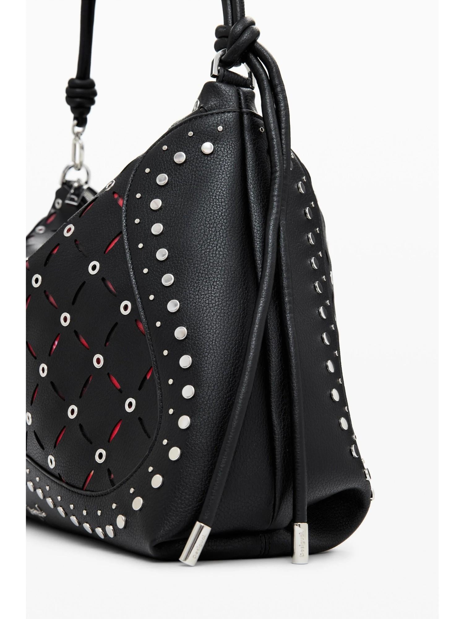 Desigual Borsa effetto pelle traforata media Donna Nero 25WAXP37 2000 DESIGUAL