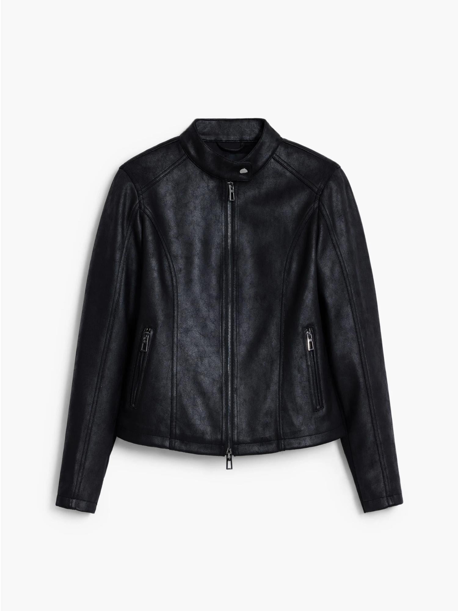 Desigual Giacca Donna Effetto Pelle Combinata Nera 25WWEW43 2000 DESIGUAL