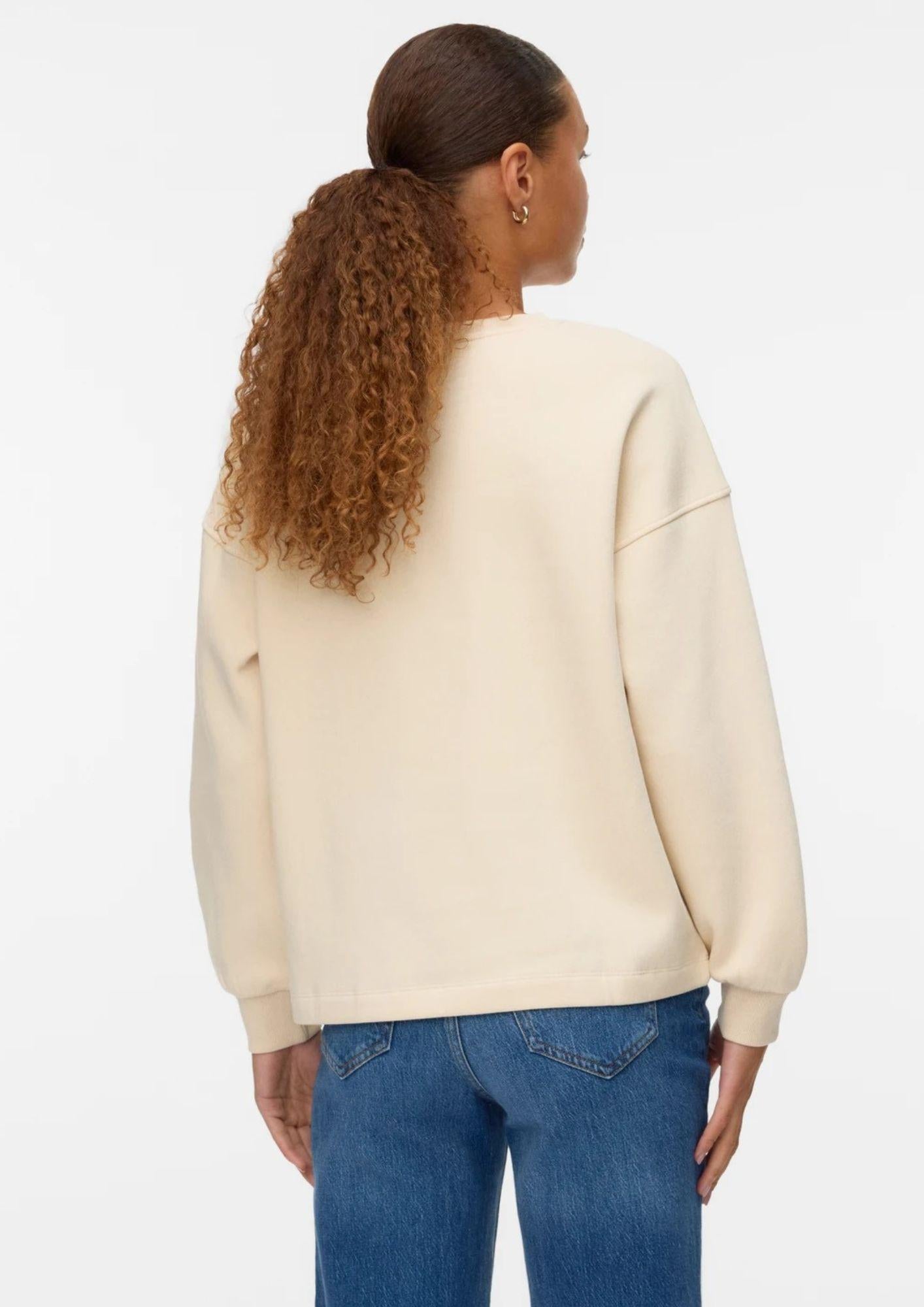 Vero Moda Felpa Donna Fatilda Beige 10333582 Birch PEARLS VERO MODA