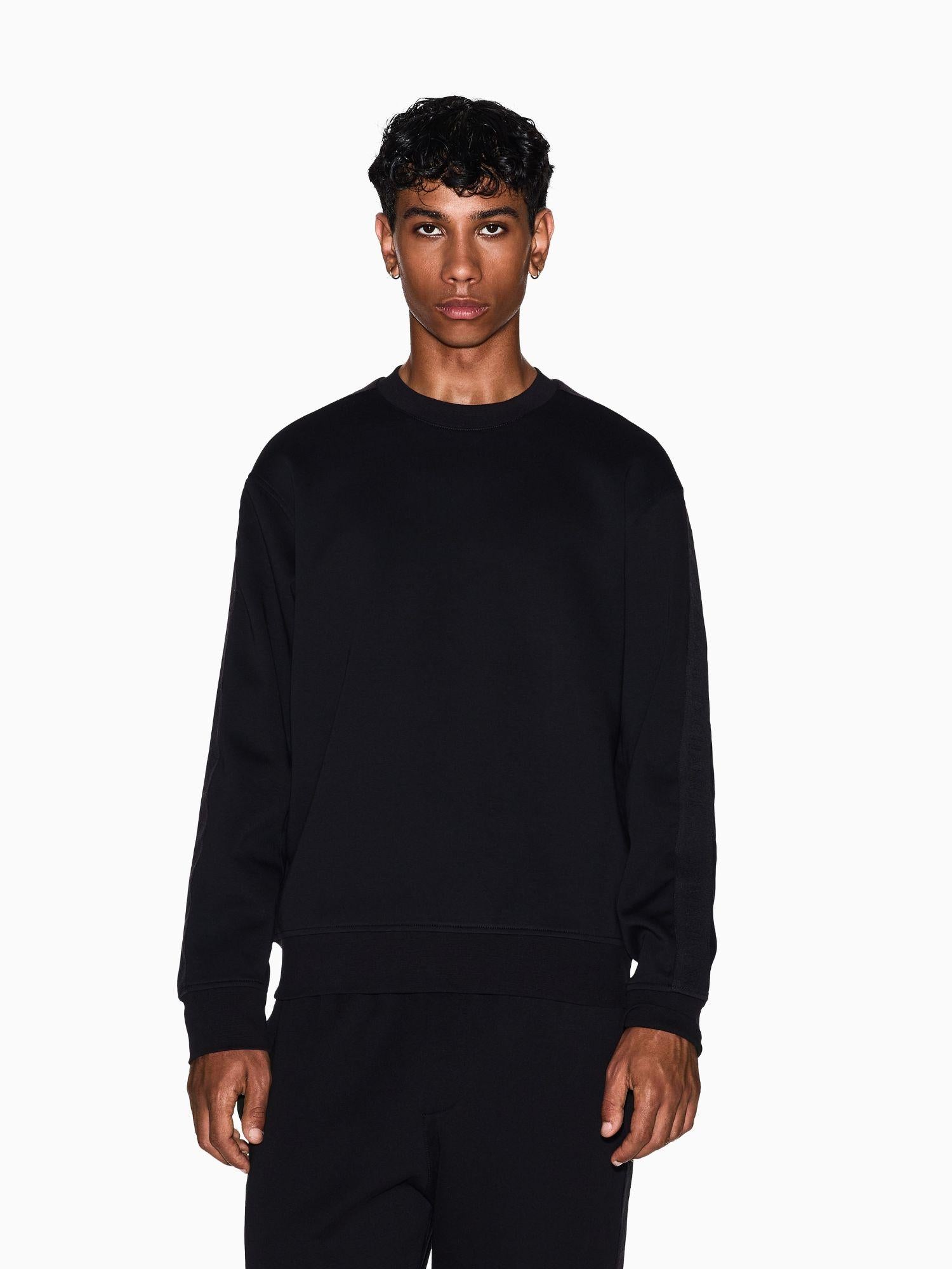 Armani Exchange Felpa Girocollo con Bande Logate Uomo Nera XM001296 AF10818 UC001 ARMANI EXCHANGE