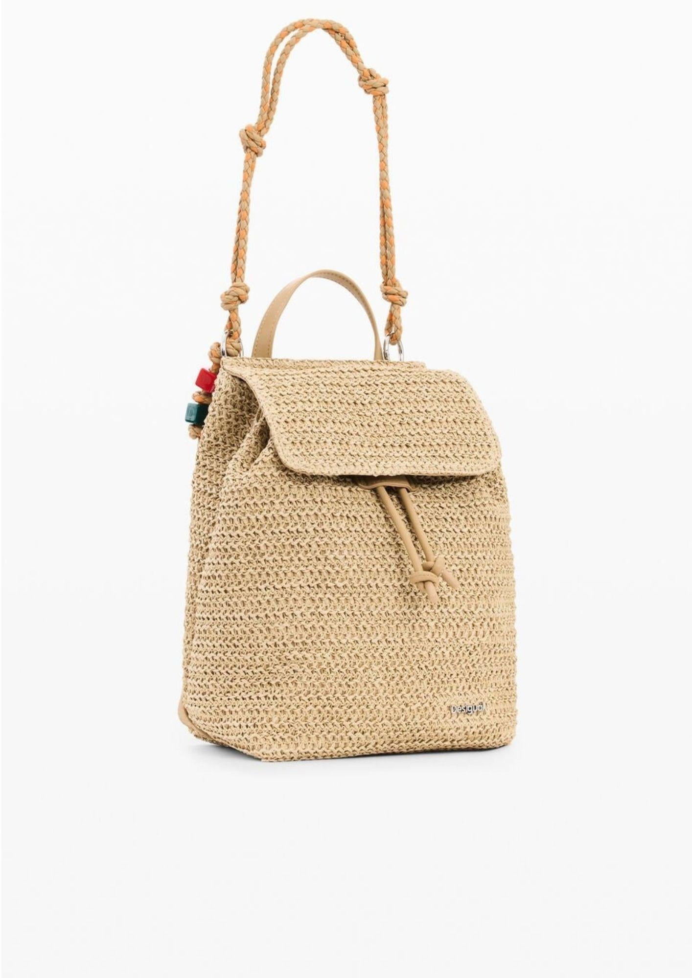 Desigual Zaino Donna Backhalf Logo Raffia Luena Mini Raffia 26SAKO01 1014 DESIGUAL