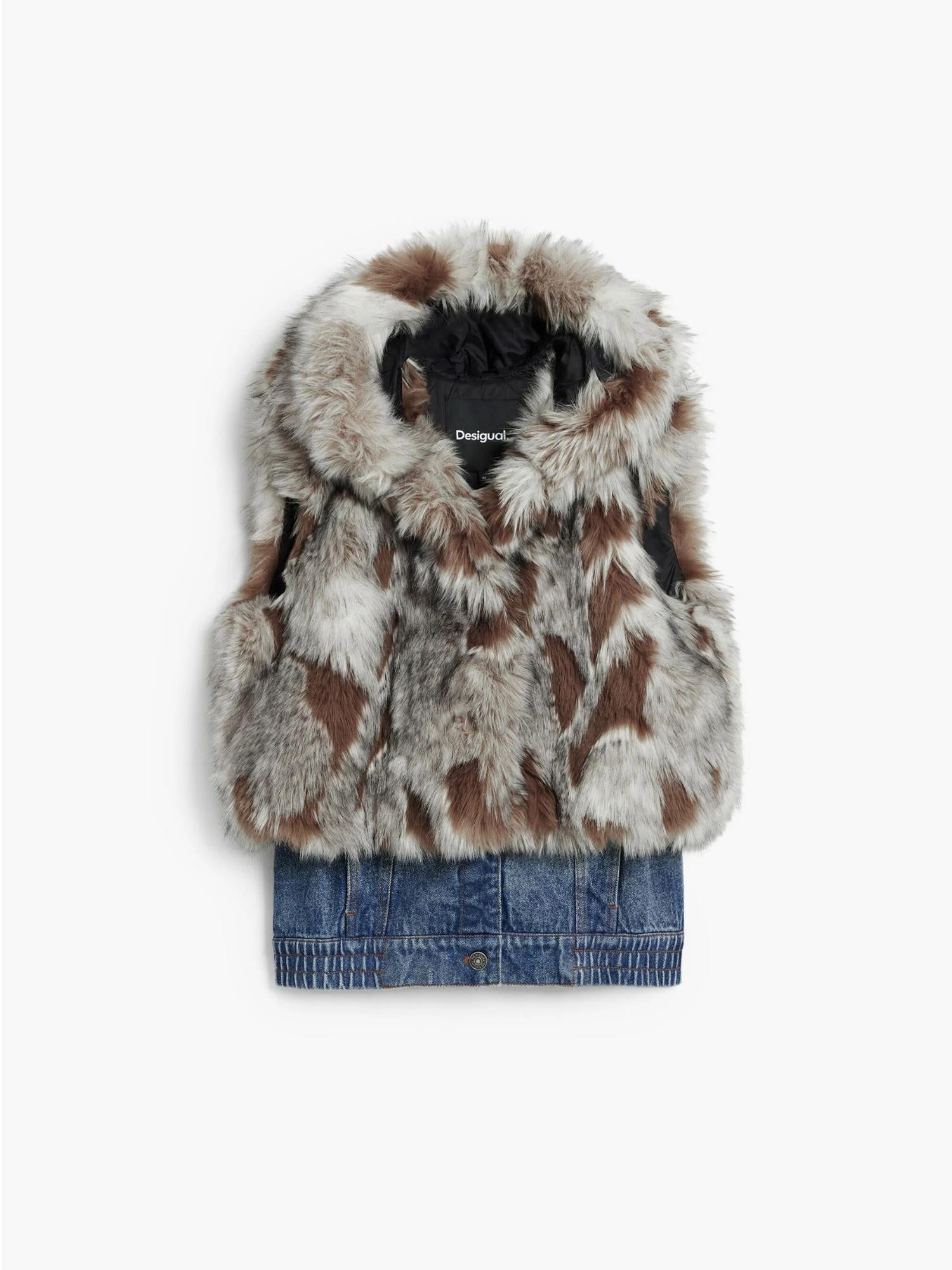 Desigual Gilet di Jeans con Pelliccia Sintetica Donna 25WWEW57 6008 DESIGUAL