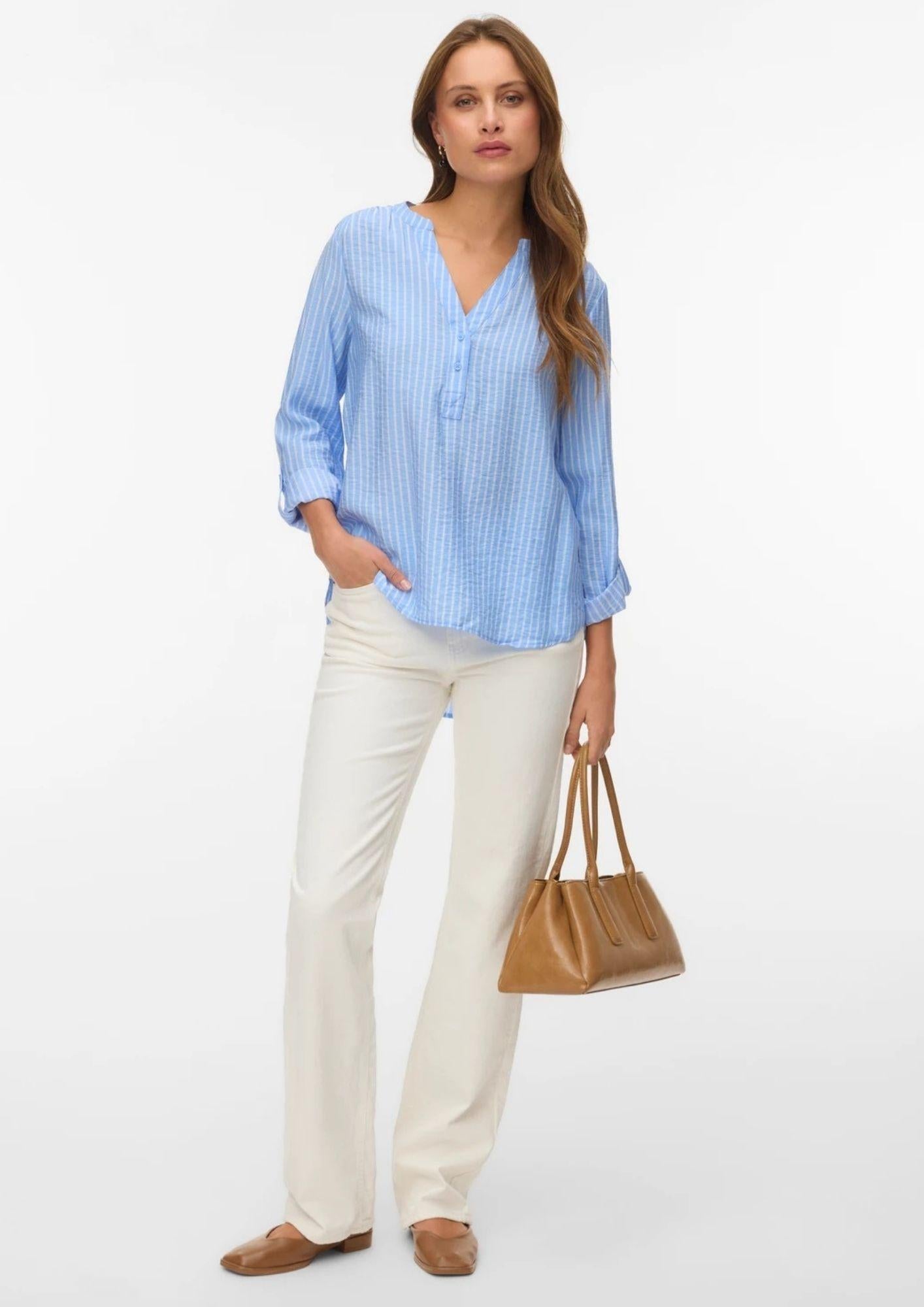 Vero Moda Blusa Donna Kaja Blu Sandra 10340684 Vista Blue Sandra VERO MODA