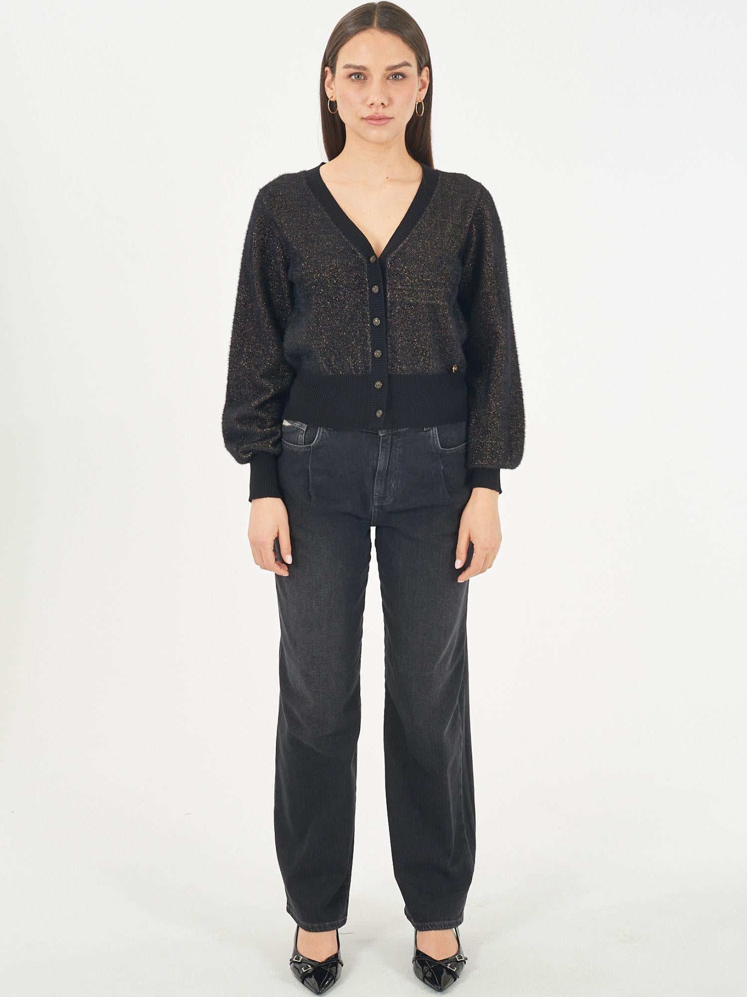 Yes Zee Cardigan Corto Donna Nero M092 IS00 0801 YES ZEE