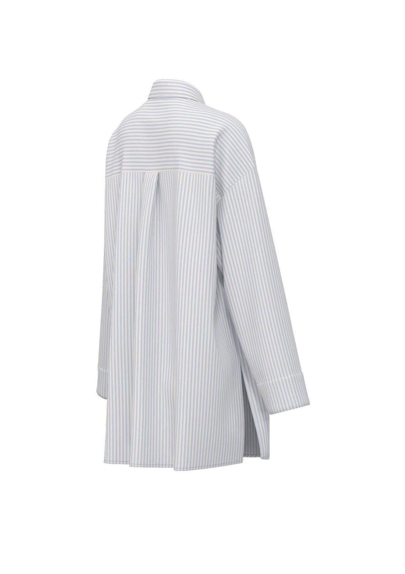 Emme Marella Camicia Donna Emmpappa Bianca Righe Azuurre 2615191011200 007 EMME MARELLA