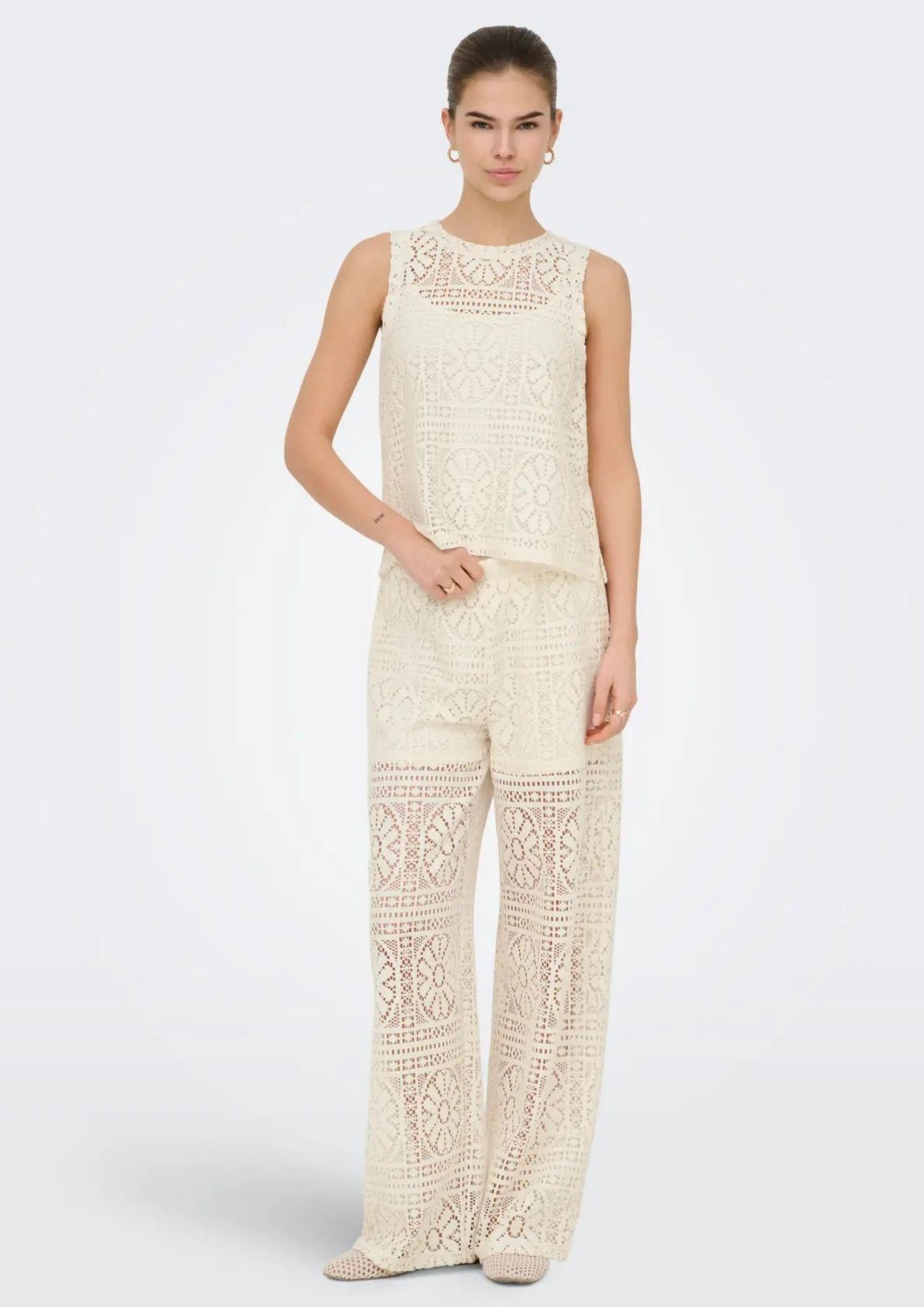 Only Pantalone Donna Lian Bianco Betulla 15372107 Birch ONLY